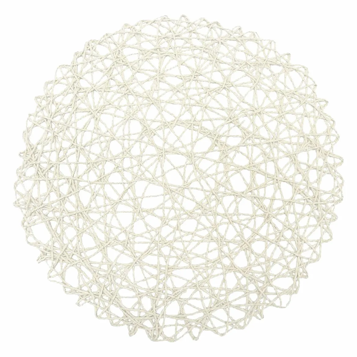 Napperons en Papier Rond Tissé en Fibre de Papier Décoratif Tressé Naturel Tapis de Fêtes Décor 15 Pouces Ensemble de 12 (Blanc)