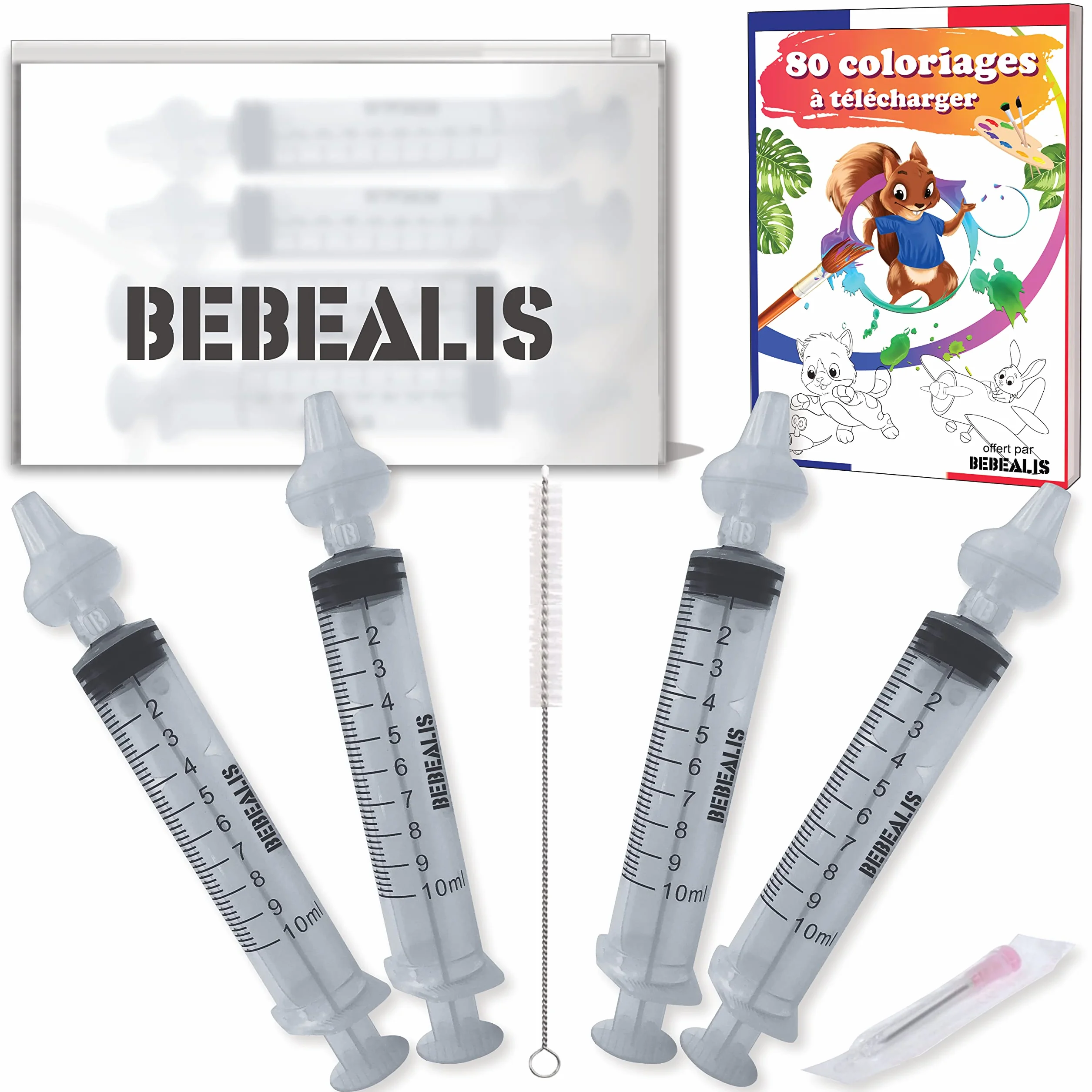 Mouche Bebe Seringue Nasale Bébé Normes NF Embouts Silicone Pointe Pipette Trousse Soin Irrigateur Nez Enfant Nourrisson Pack x4