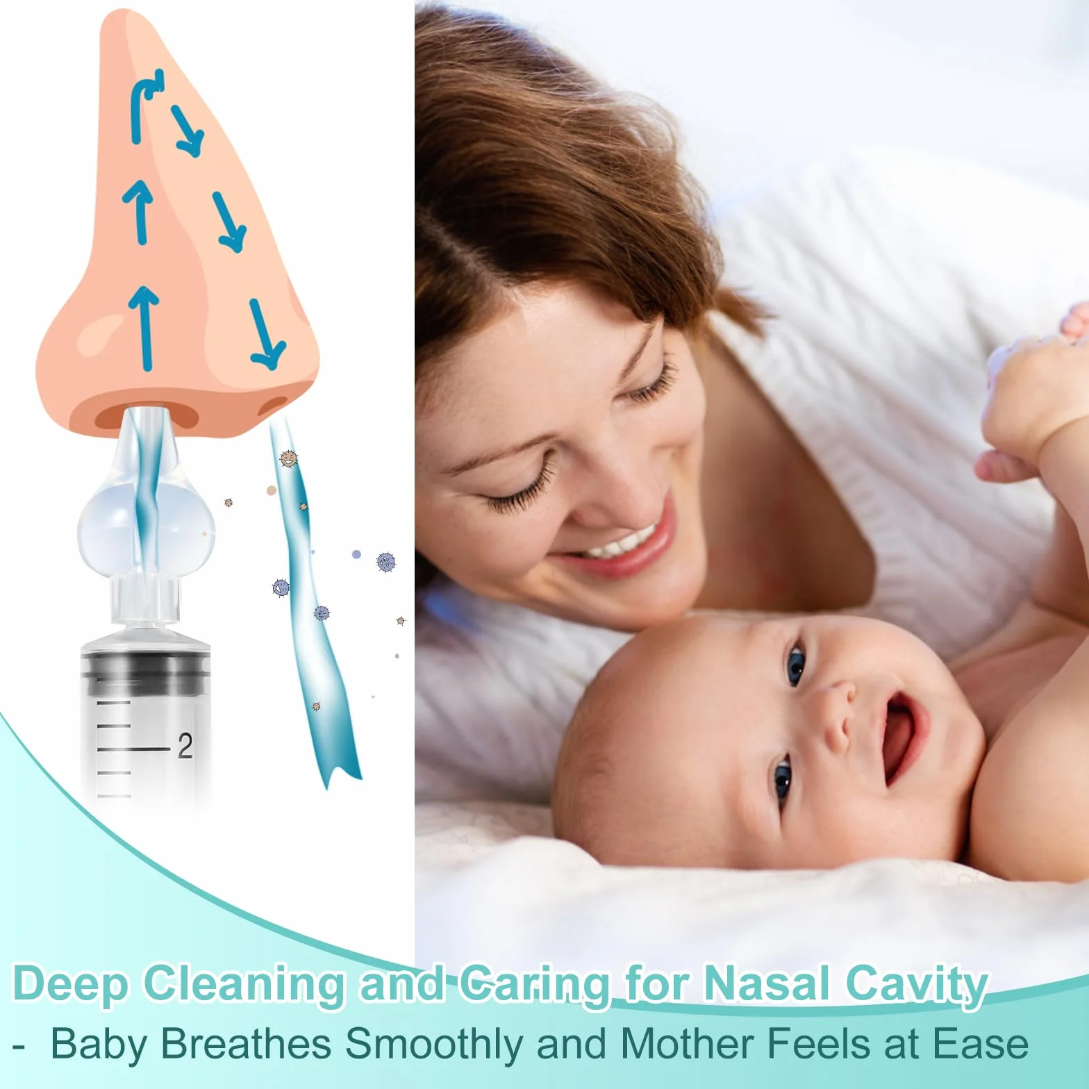 Baby Nasal Syringe 10ml 4 Pack, Safety Comfort Nasal Irrigator, Reusable Nasal Aspirator