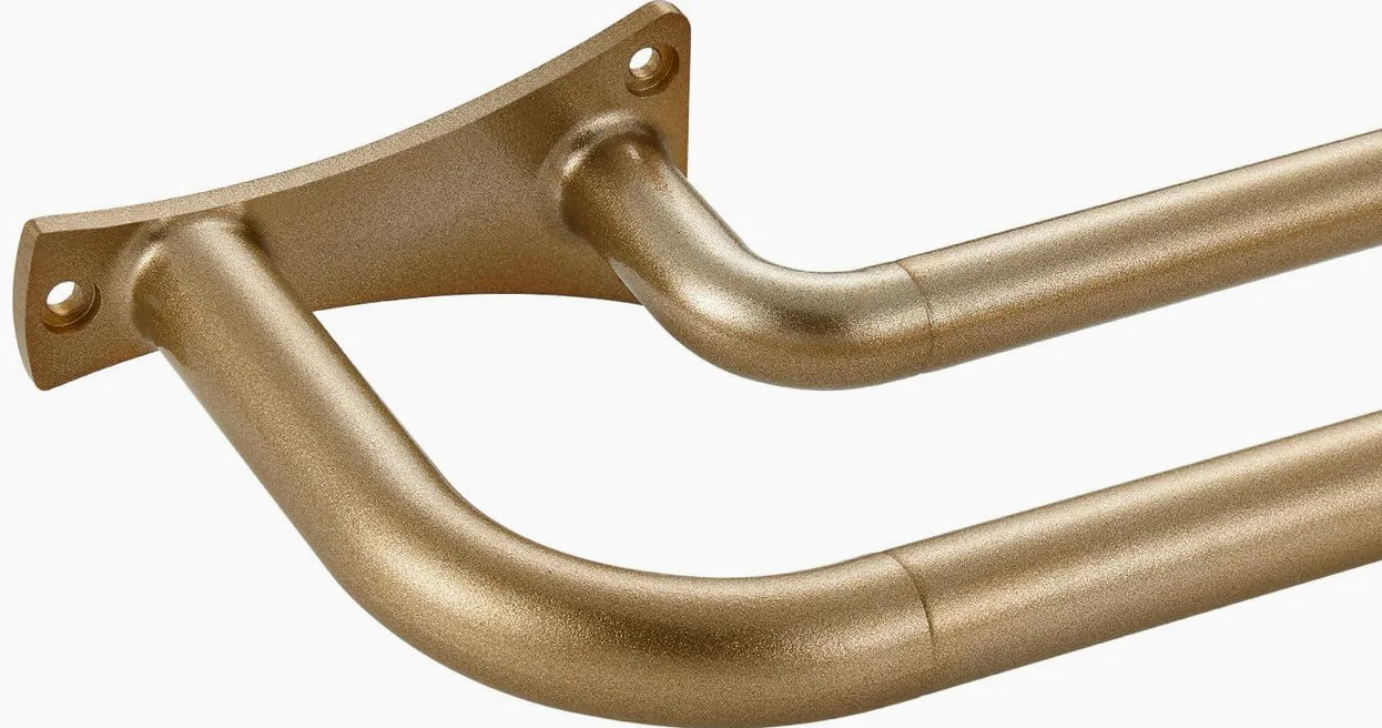 Tringles à rideaux doubles en or antique, enveloppantes pour fenêtres de 71-122 cm, occultantes, tringles à rideaux télescopiques doubles occultantes de 1,9 cm à l'avant et de 1,6 cm à l'arrière