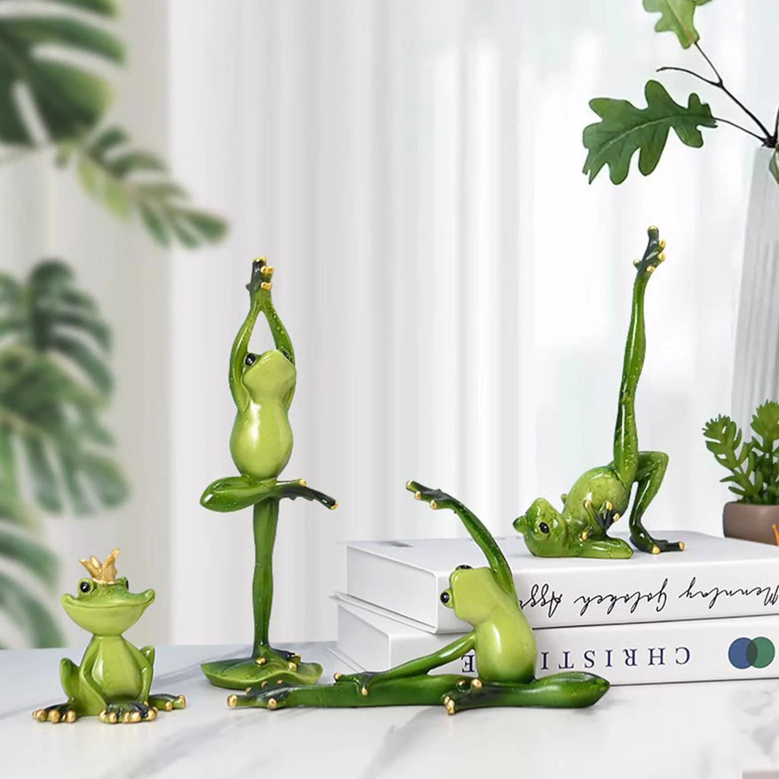 Figurine grenouille yoga résine 20 cm décoration maison bureau chambre