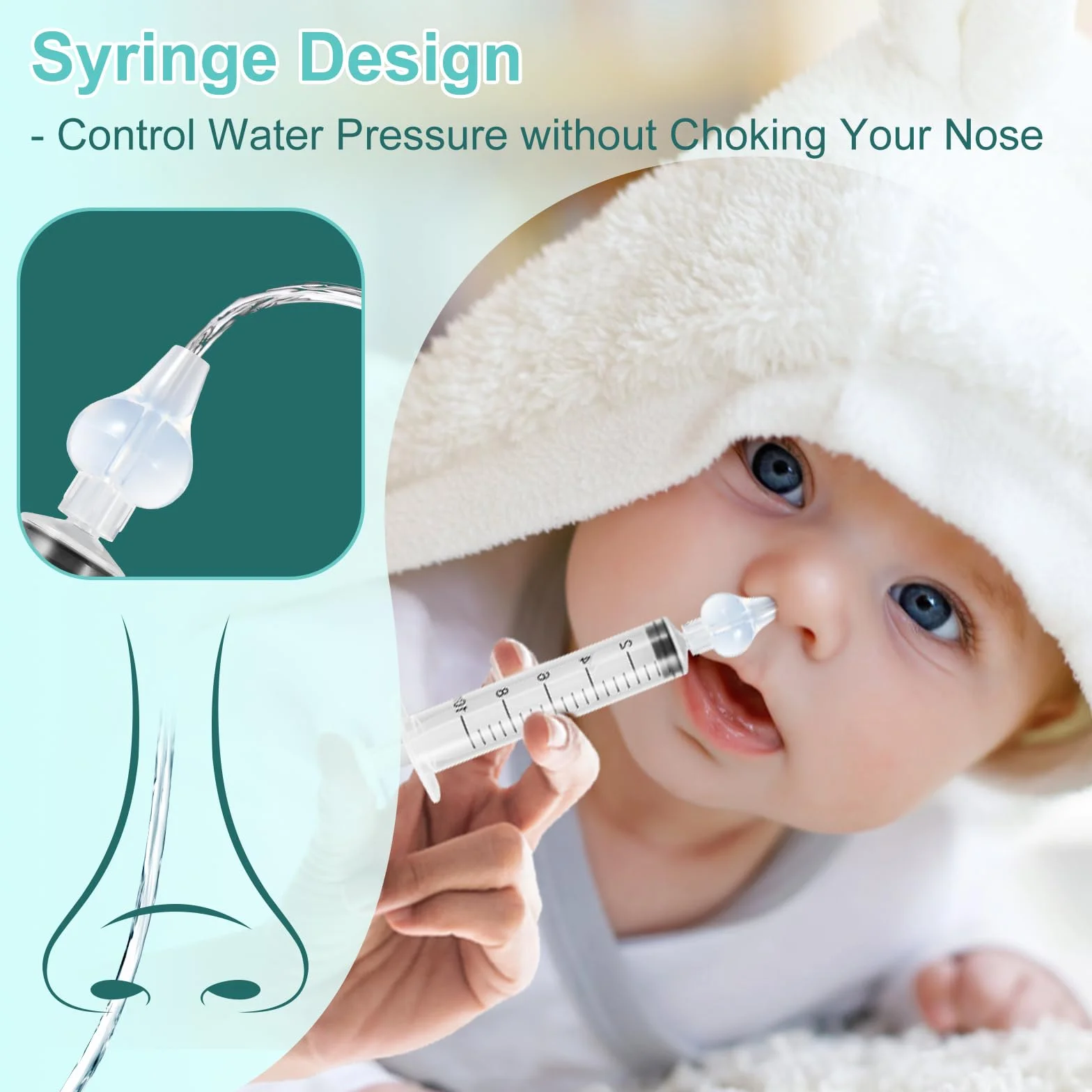 Baby Nasal Syringe 10ml 4 Pack, Safety Comfort Nasal Irrigator, Reusable Nasal Aspirator