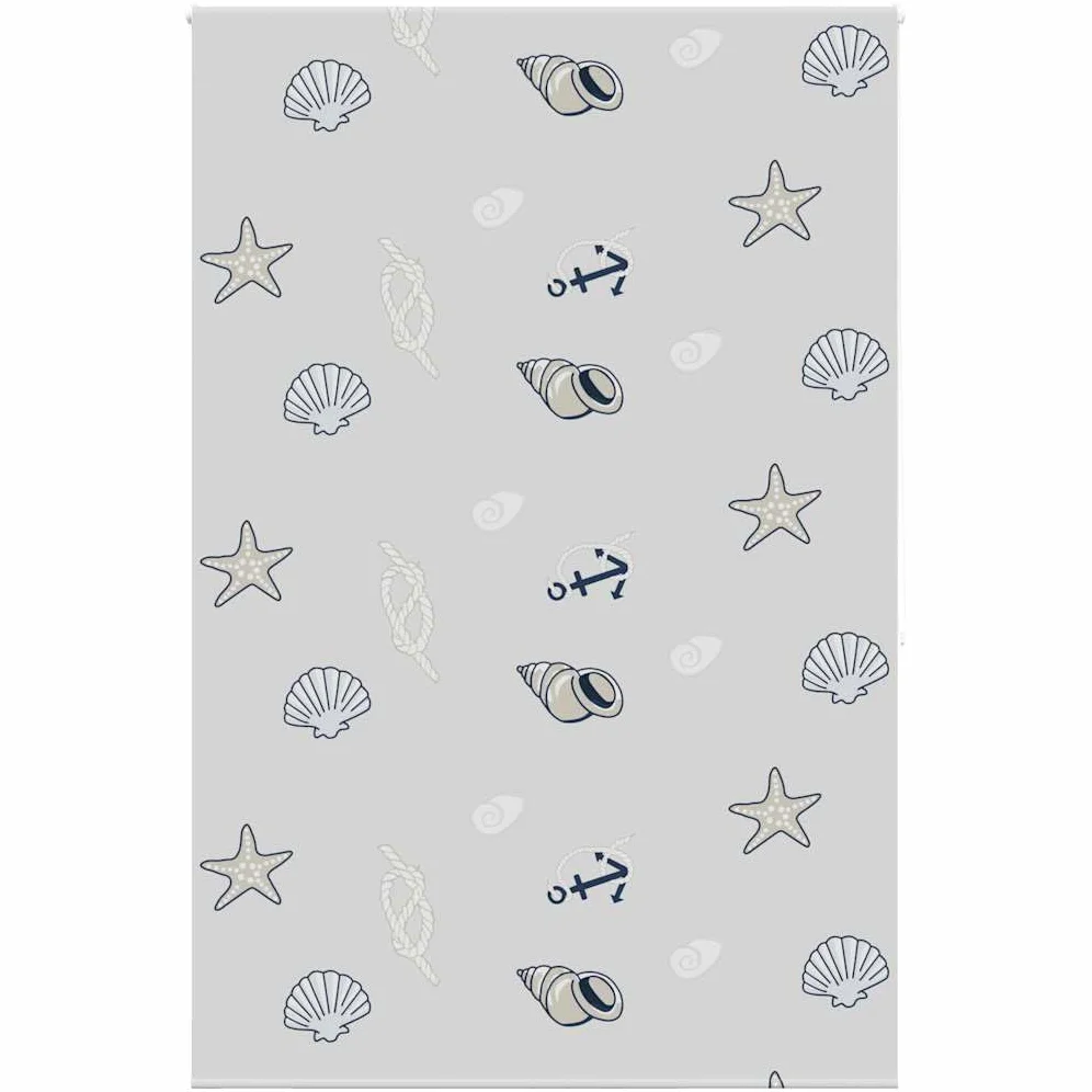 Store Enrouleur de Douche en PEVA 160x240 cm Largeur Tissu 156 cm avec Motif étoile de mer, Montage Plafond ou Mur, sécurité Enfants, Occultation et intimité pour Salle de Bain