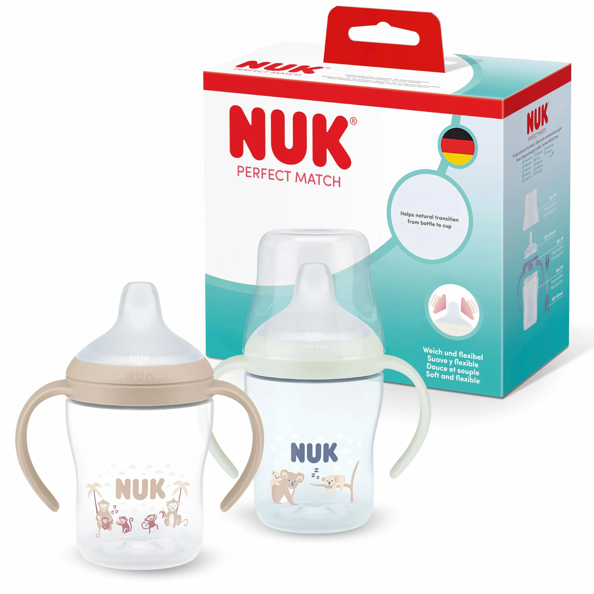 NUK Perfect Match Nuit Tasse d'apprentissage 150 ml 6+ mois Anti-fuite Bébé Lot de 2
