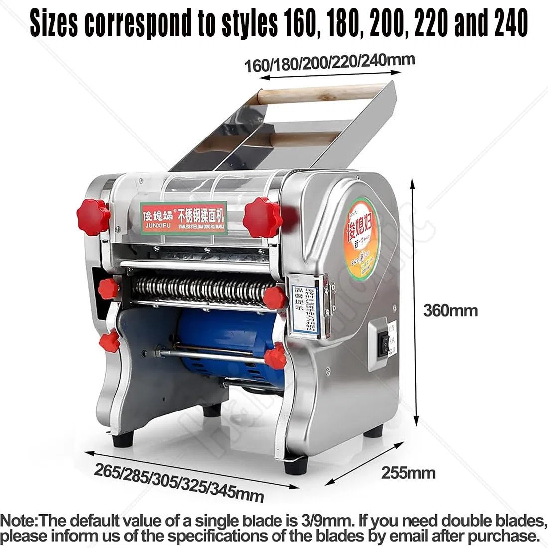Machine à pâtes et nouilles électrique générique 200 W, en acier inoxydable, outil ménager