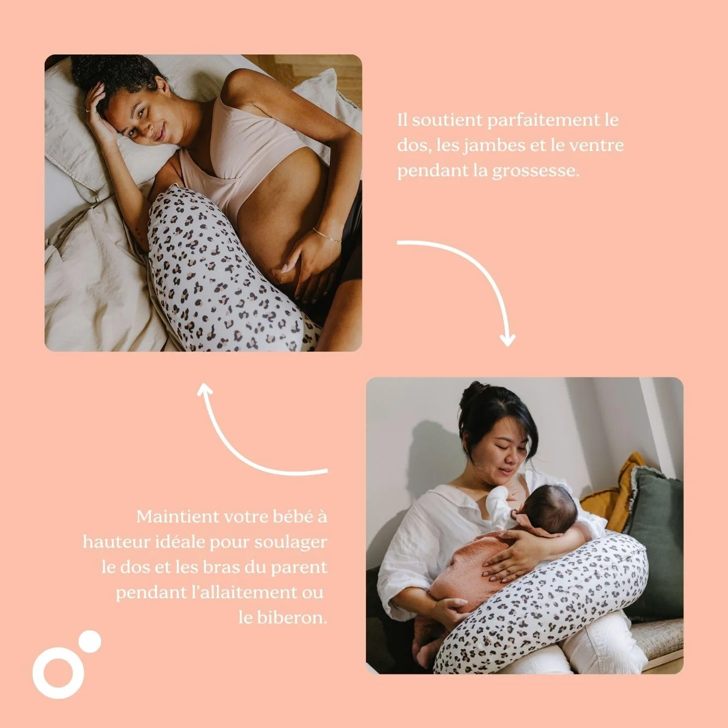 doomoo Coussin de Grossesse Allaitement Buddy Ultra Confort Dormir Grossesse Soulage dos jambes ventre Housse Bio OEKO-TEX Leopard Cream