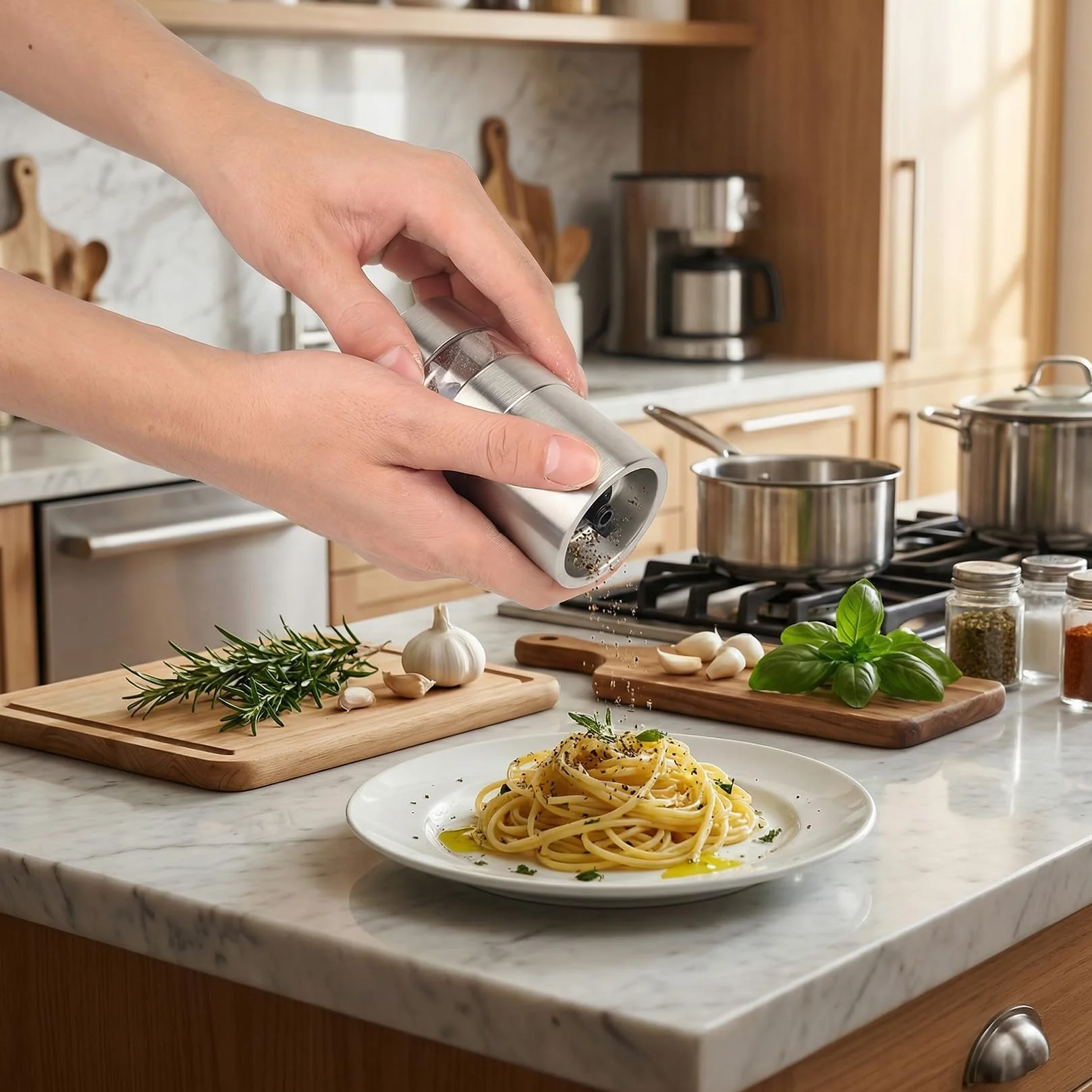 Pot à Épices 5-en-1 en Acier Inoxydable, Mini Bocaux à Épices Portables pour Camping et Voyage