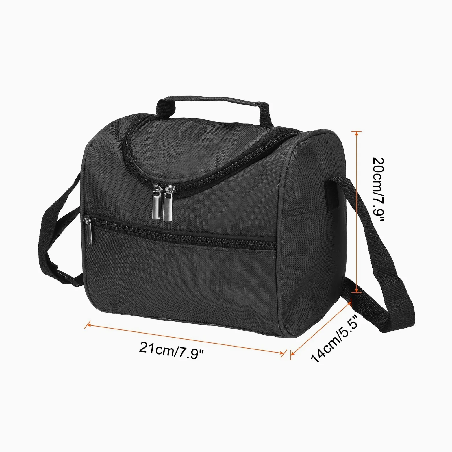 Boîte à déjeuner pour femmes/hommes, sac à déjeuner isotherme, sac fourre-tout thermique, récipient à déjeuner réutilisable 7,9 x 5,5 x 8,3 pouces pour le travail, pique-nique en plein air, noir