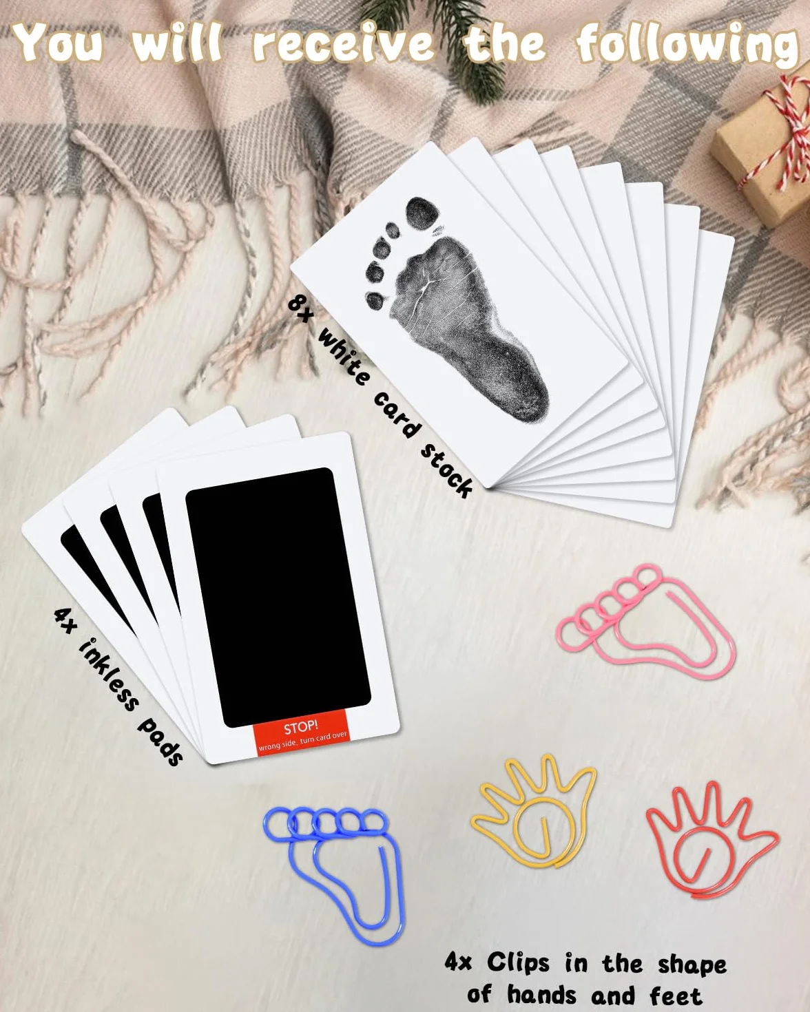 Kit d'empreintes de main et de pied pour bébé nouveau-né 0-6 mois, lot de 4, peau de bébé sans contact avec la couleur