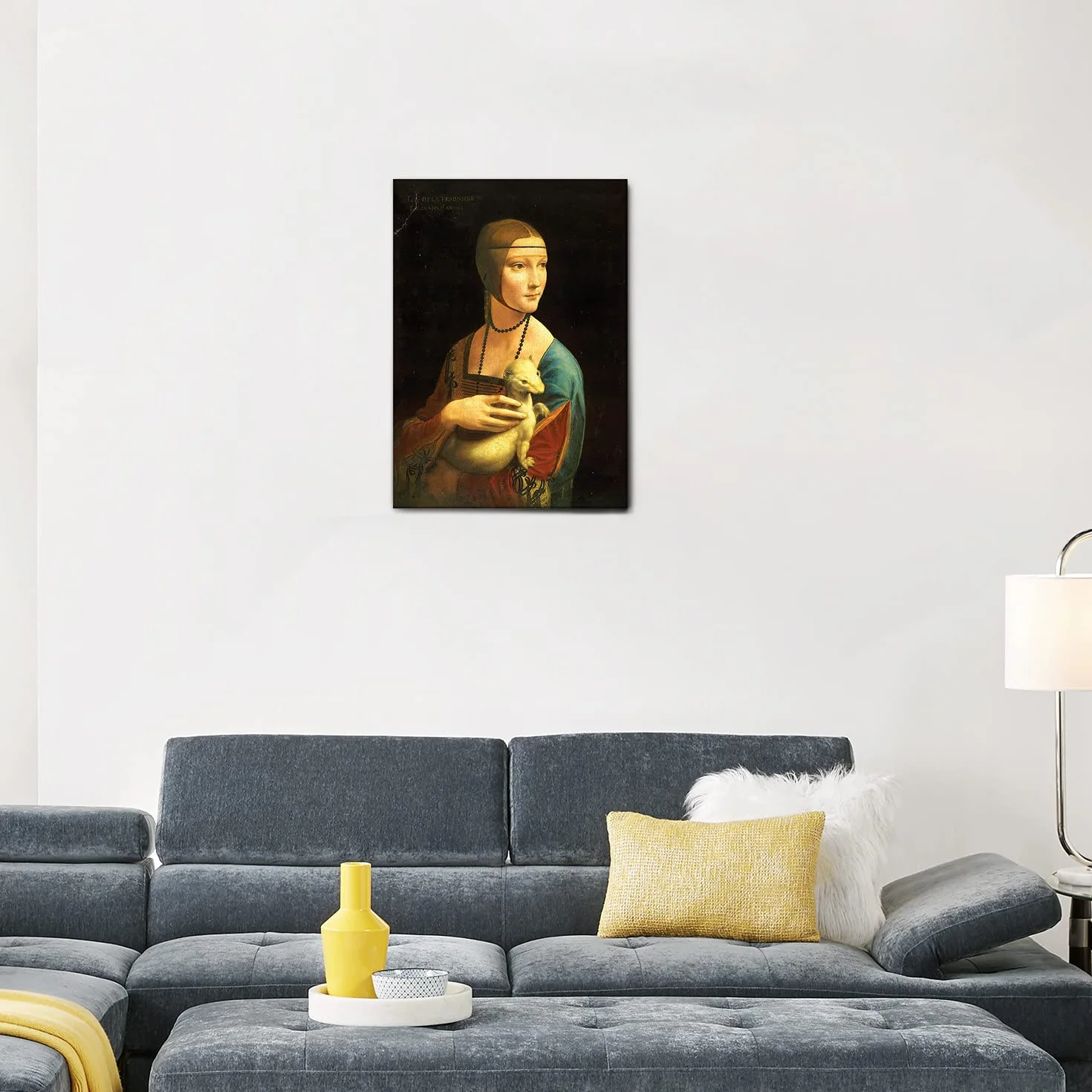 Giallobus Leonardo Da Vinci Dame à l'hermine Toile 50x70 Peinture Moderne