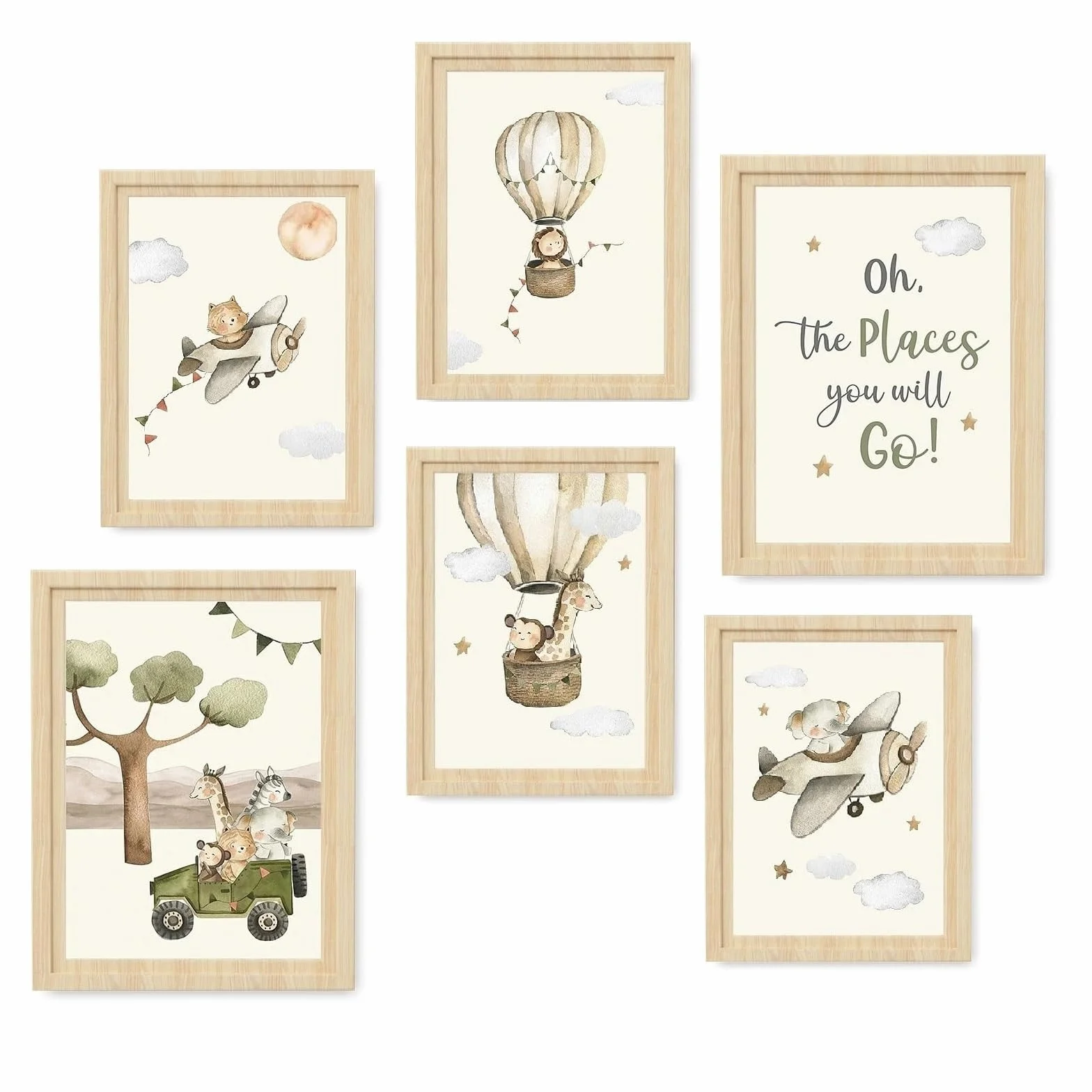 YunBey Lot de 6 Affiches Animaux de la Forêt Poster Enfant Decoration Murale Chambre Bébé
