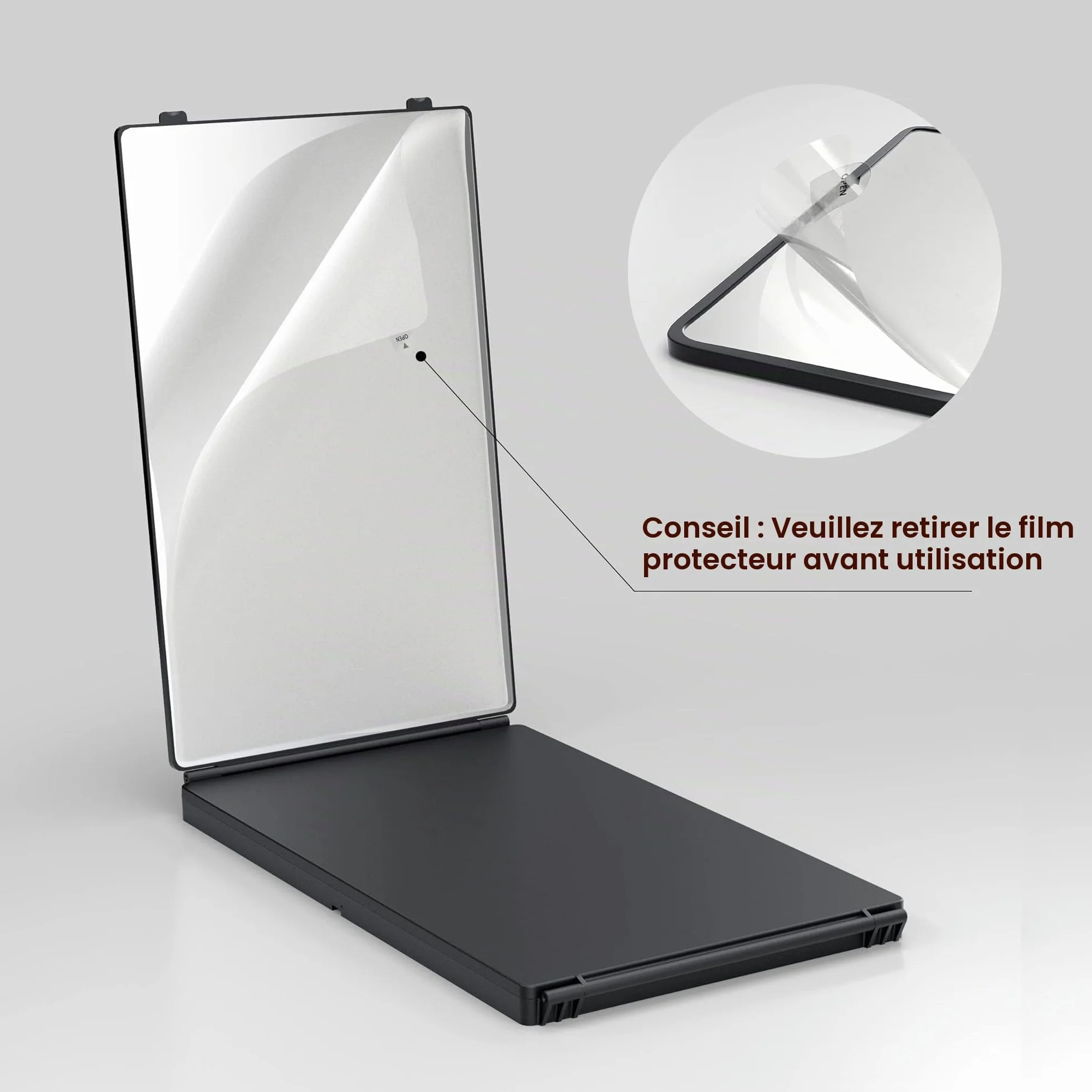 JUSRON Miroir à Suspendre 360° Pliable 3 Parties Réglable en Hauteur Cosmétique Maquillage Rasage Coiffure