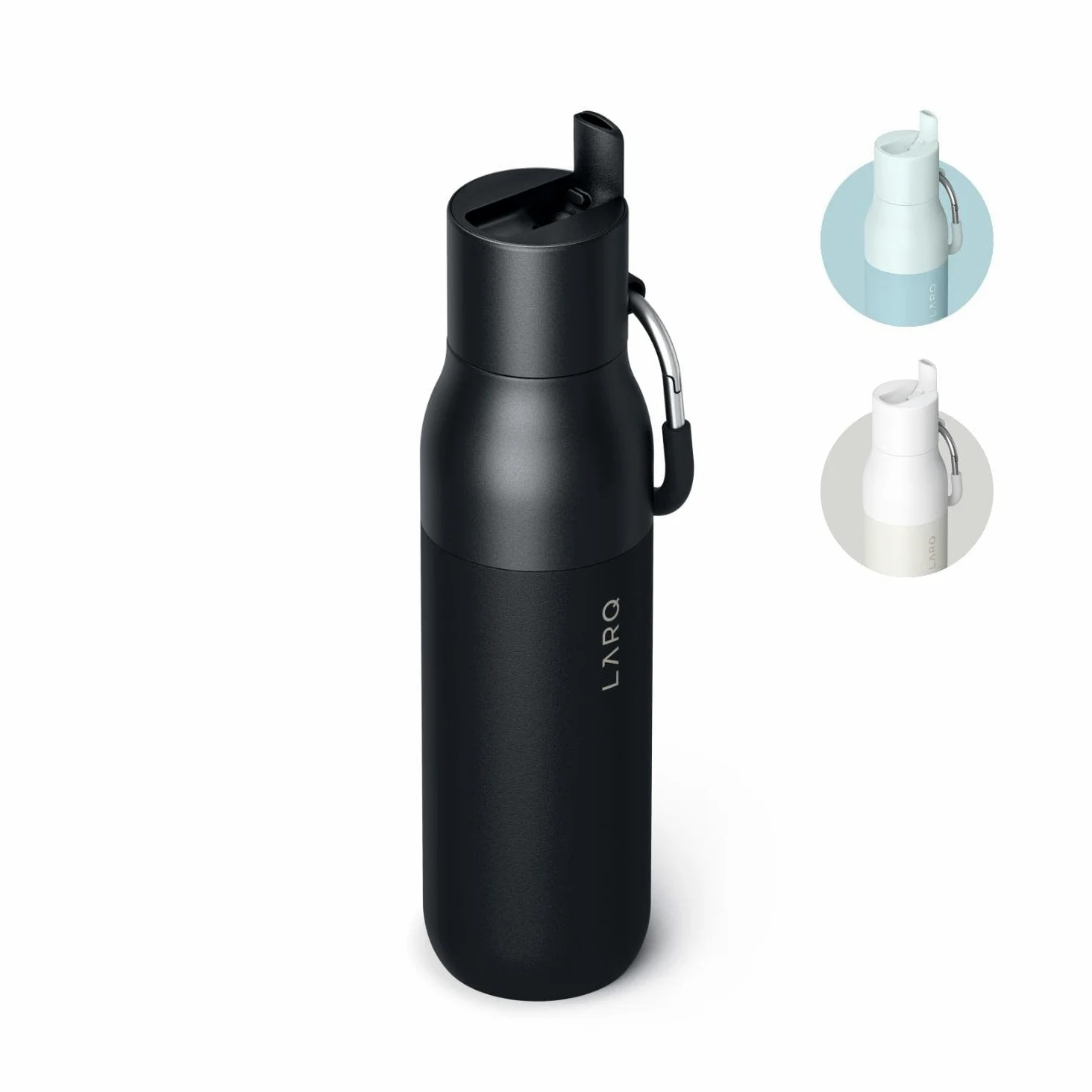 LARQ Bouteille Flip Top 740ml - Bouteille isolée en acier inoxydable | Thermos, sans BPA | Garde les boissons froides et chaudes, Obsidian Black