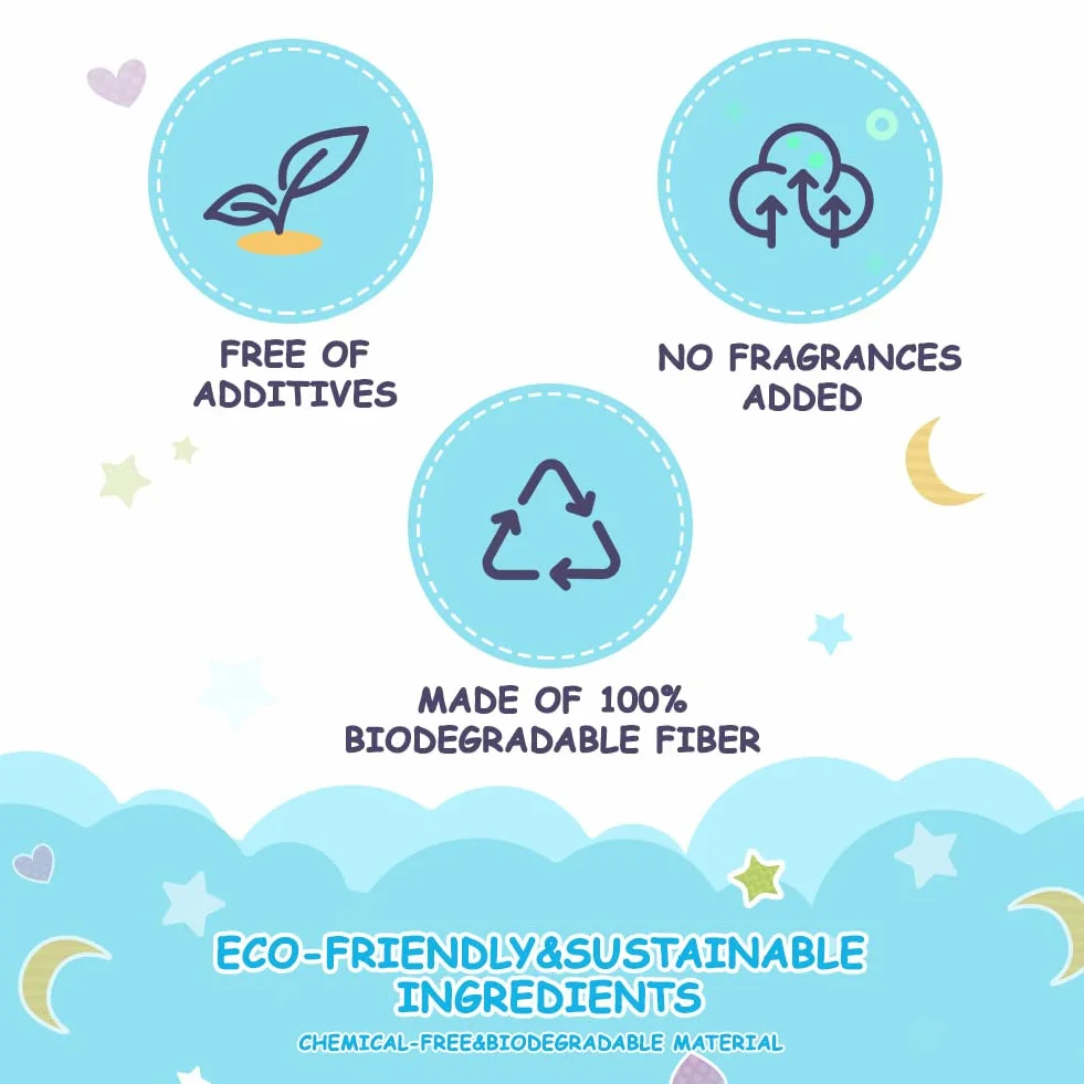 Lingettes sèches pour bébé Orighty – Gants de toilette super doux, 100 % non parfumé pour peau sensible