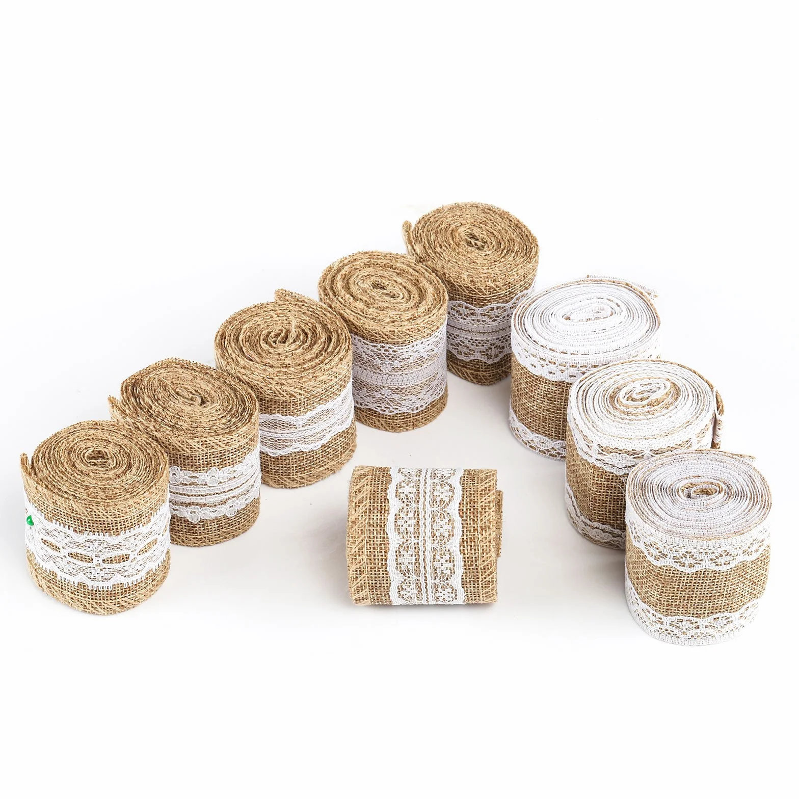 Ruban Jute Naturel avec Dentelle Décorations Mariage Noël Craft Kit de 9