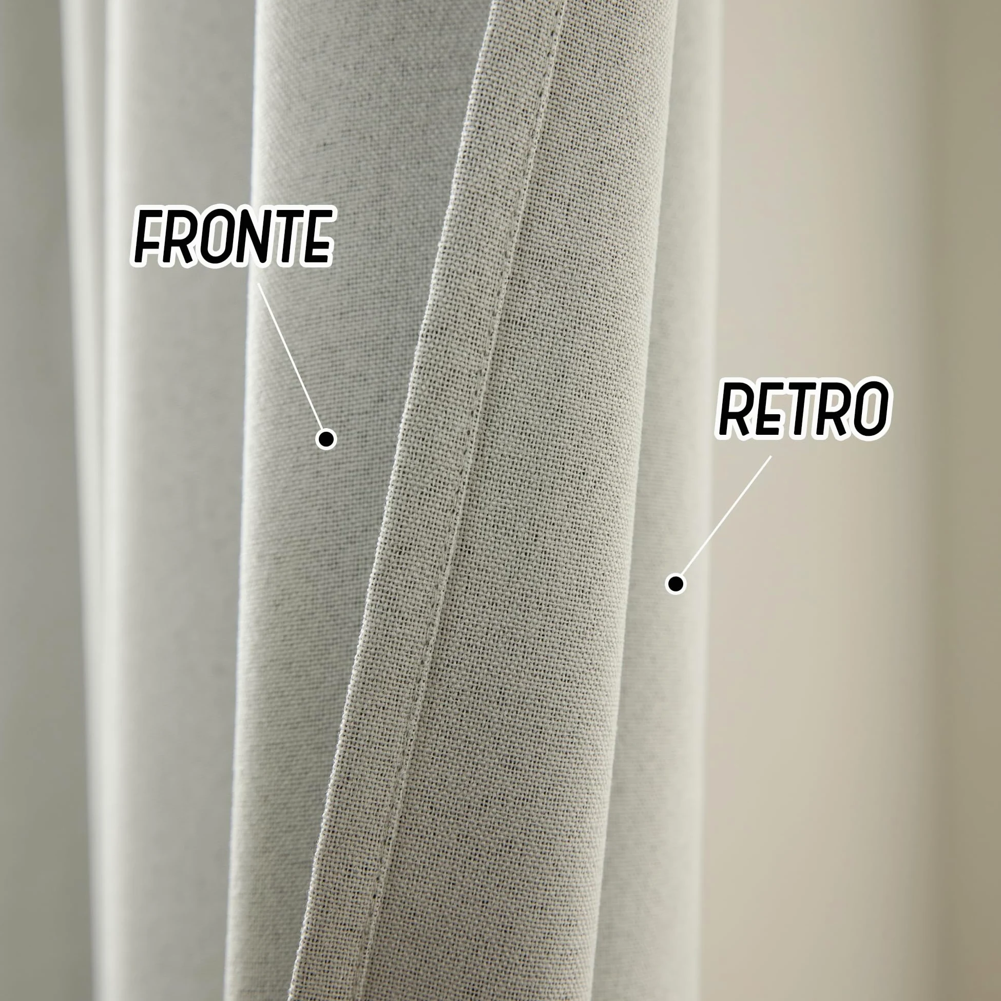 GIRASOLE HOME Paire de rideaux barbade thermiques 100 % occultants 2 panneaux de 140 x 240 cm avec œillets Greige