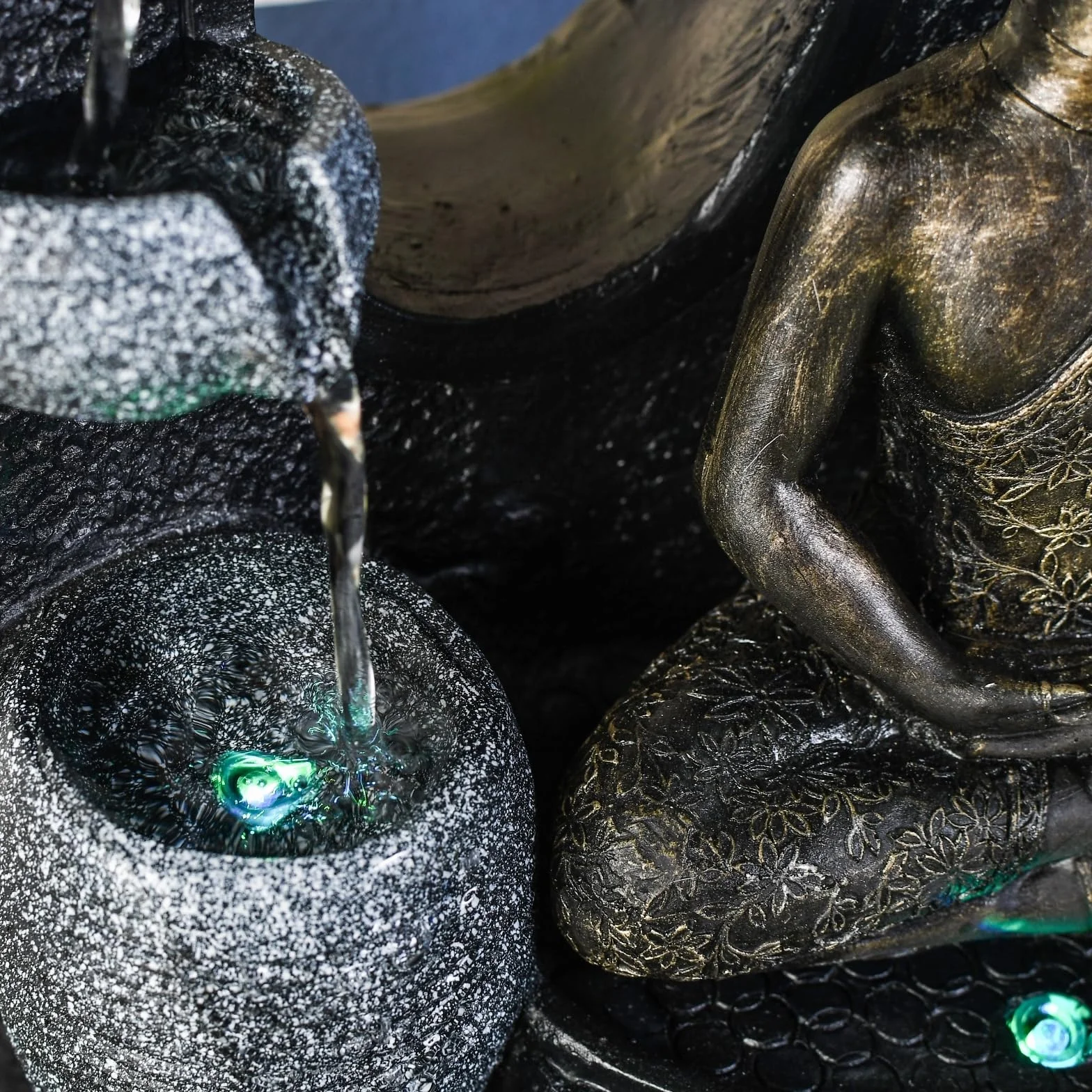 Fontaine d’Intérieur Bouddha Harmonie 40cm avec Éclairages LED et Pompe Silencieuse