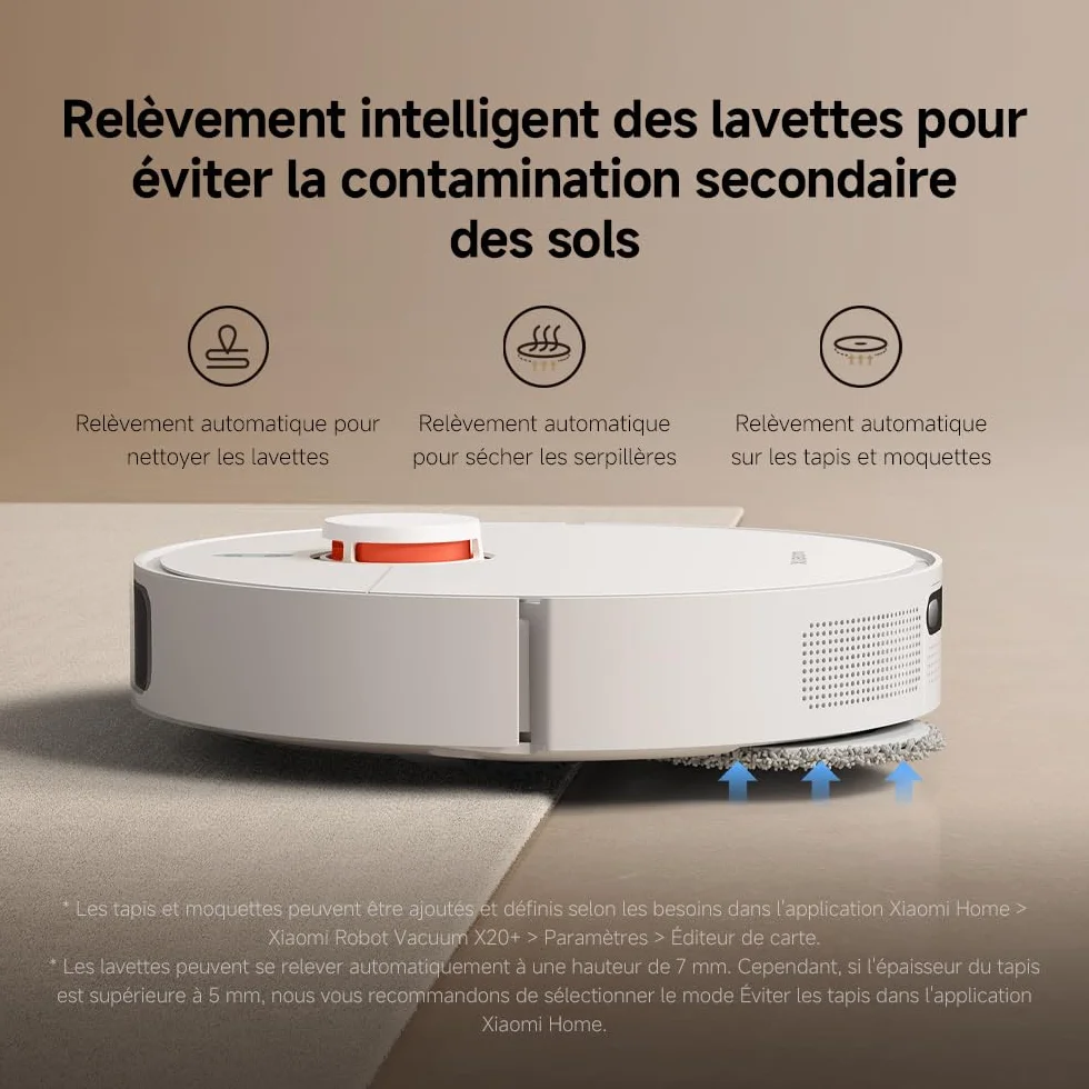 XIAOMI Robot Vacuum X20+ Station Tout-en-Un 6000 Pa Aspiration Lavage & Séchage Auto