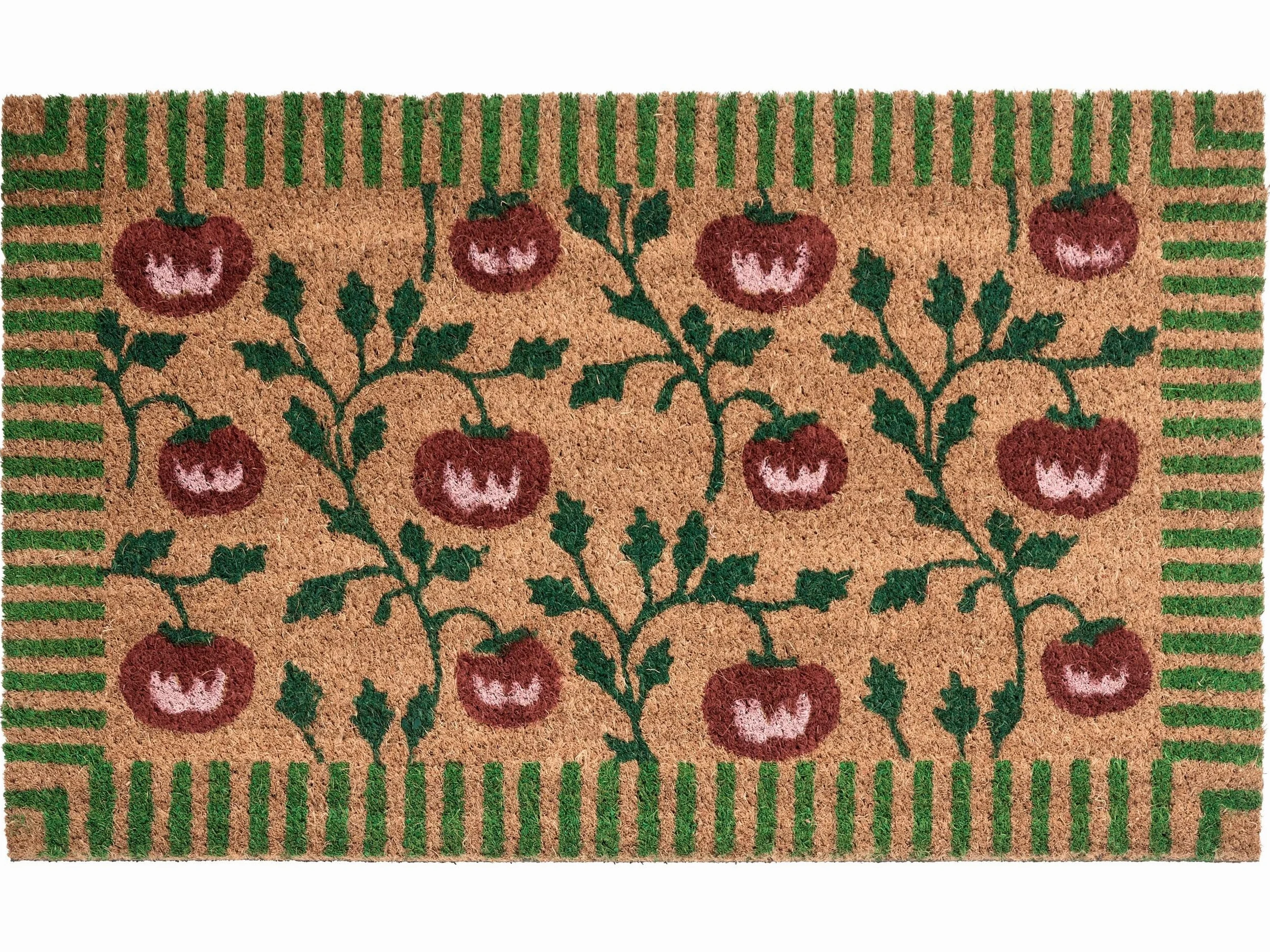 Beliani Paillasson en Fibre de Coco 45 x 75 cm Antidérapant Dessous en PVC Classique Motif Légumes Naturel Knik