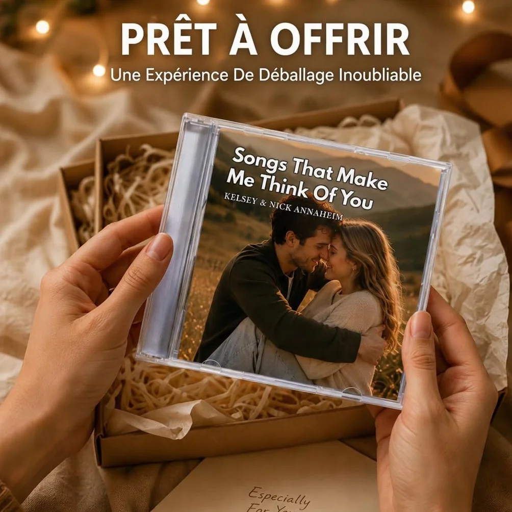 CD Personnalisé avec Photo Texte Cadeau Homme Femme Couple Album Musical Spotify Anniversaire Mariage Noël
