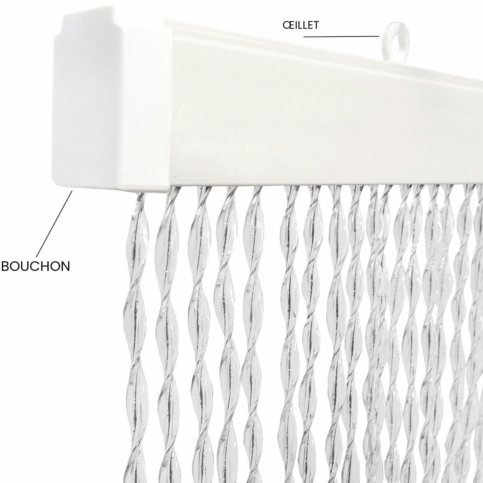 emmevi Rideau anti-mouches fil tressé caoutchouc PVC Mosquiera fenêtre porte entrée 120 x 230 cm transparent