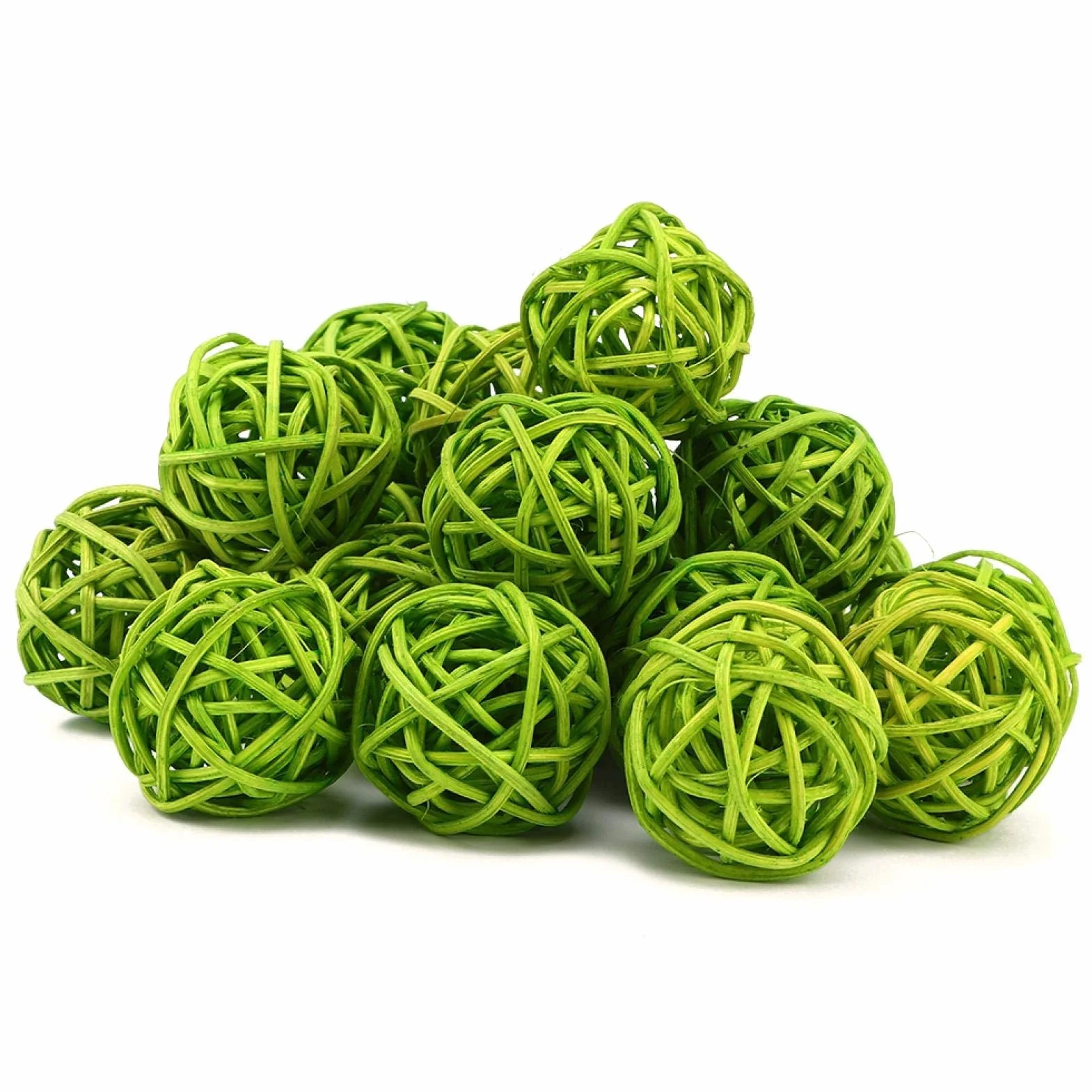 Boules de rotin en Osier, remplisseurs de Vase orbes décoratifs 20pcs Vert
