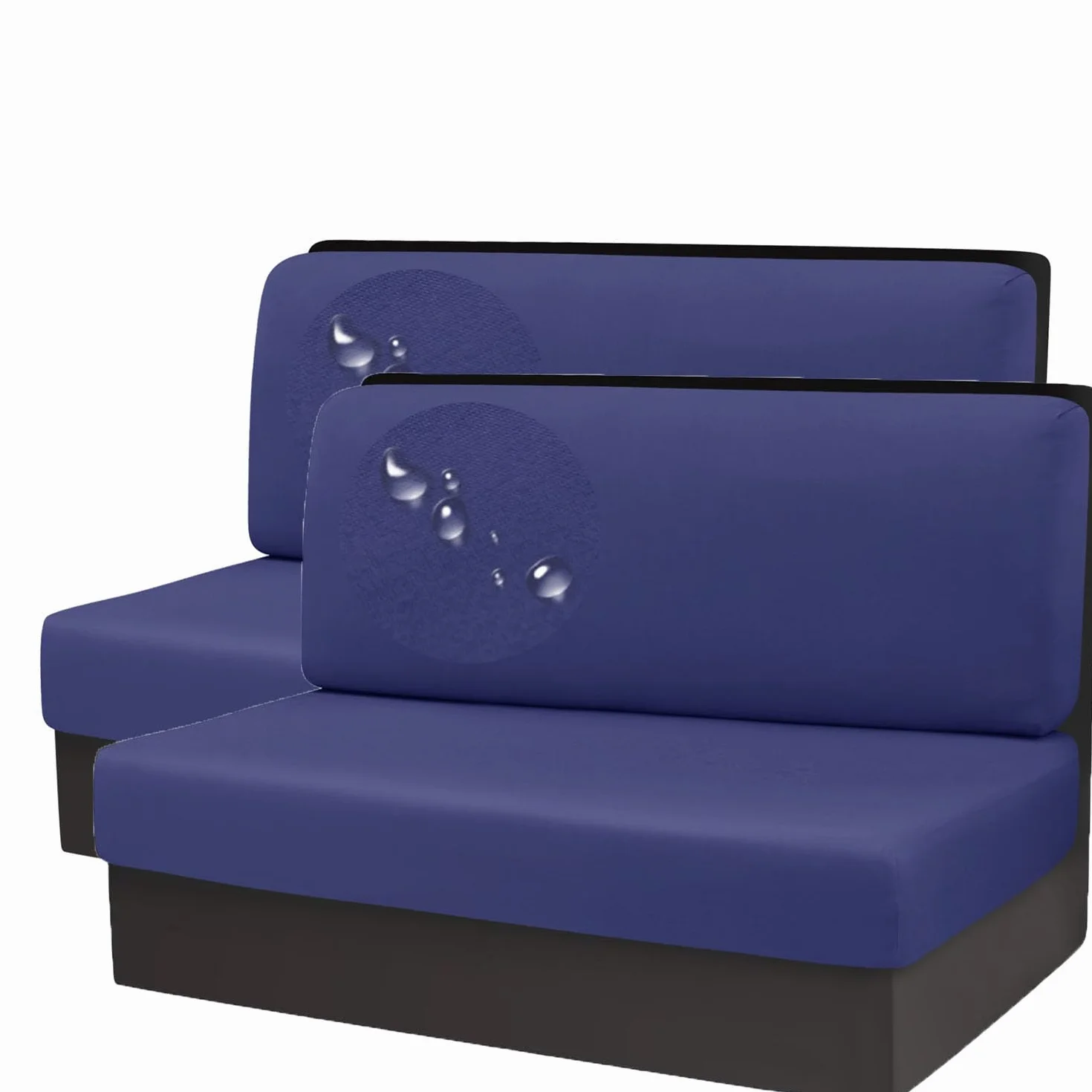 Housses De Coussin De Dinette De RV Imperméables Ensemble Cabine Siège Banc Bleu Marine 4 Pièces