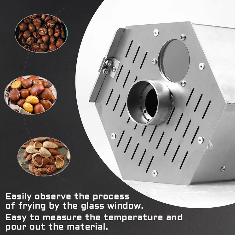 QUTBAG Torréfacteur Professionnel Grains Café 3,4 L Tambour Électrique avec Thermomètre