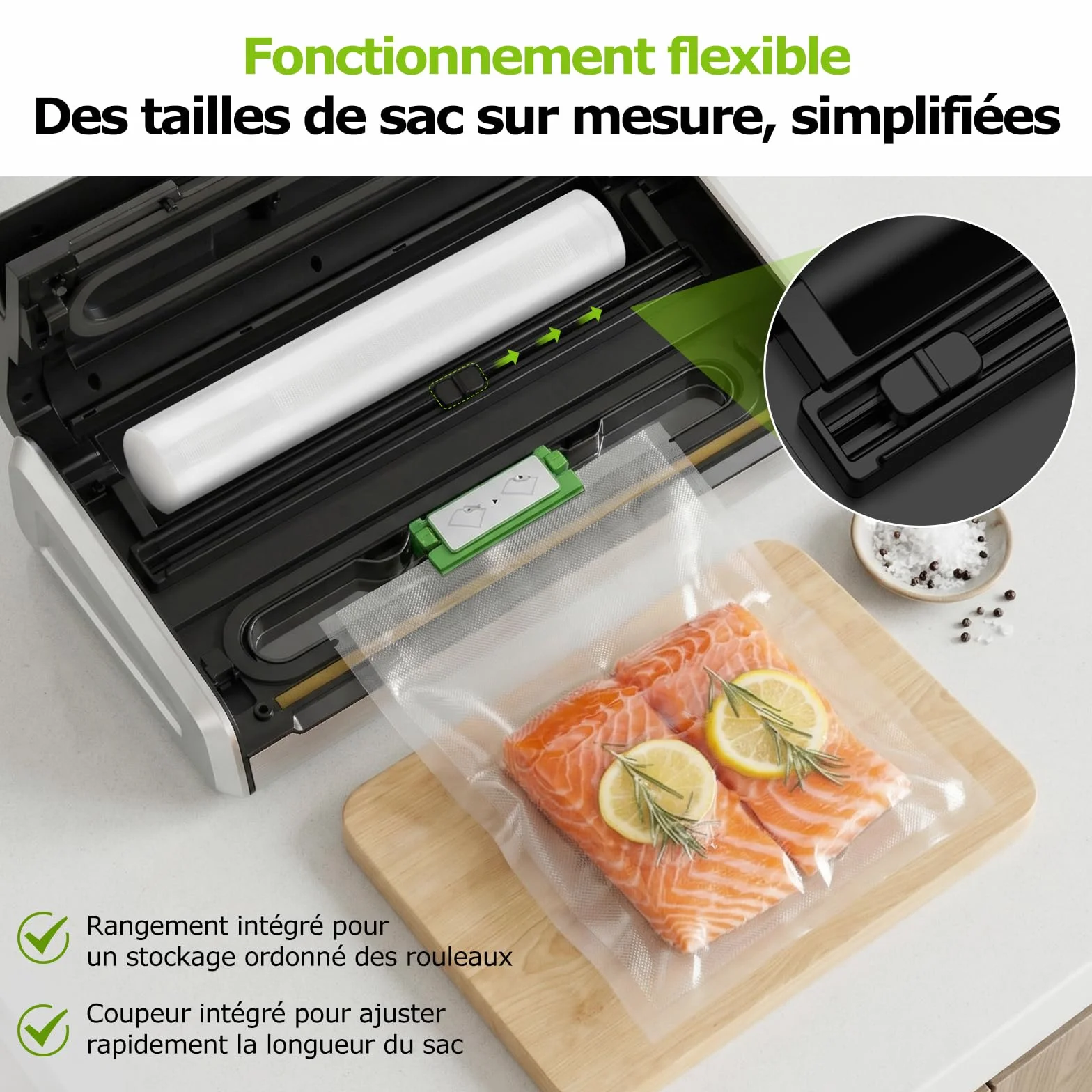Bonsenkitchen Machine Sous Vide, 5mm Soudure Large Anti-Fuite, Acier Inoxydable, Une Main & Pulse Sec/Humide, VS4200