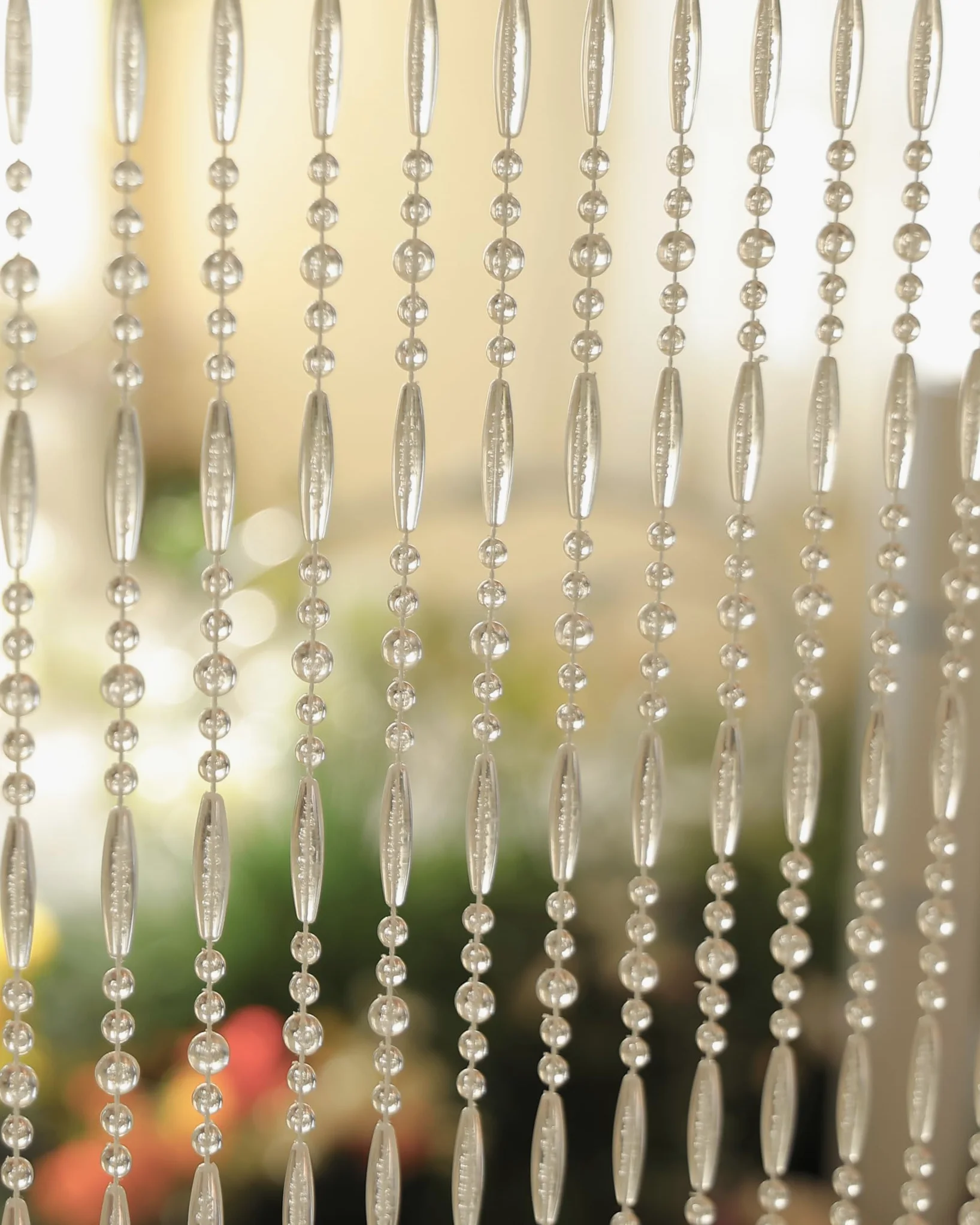 Rideau de Perles Transparent Porte de Balcon, 100x230cm, 75 Brins, Rideau de Perles en Plastique comme Moustiquaire et Décoration pour Porte de Balcon, Chambre
