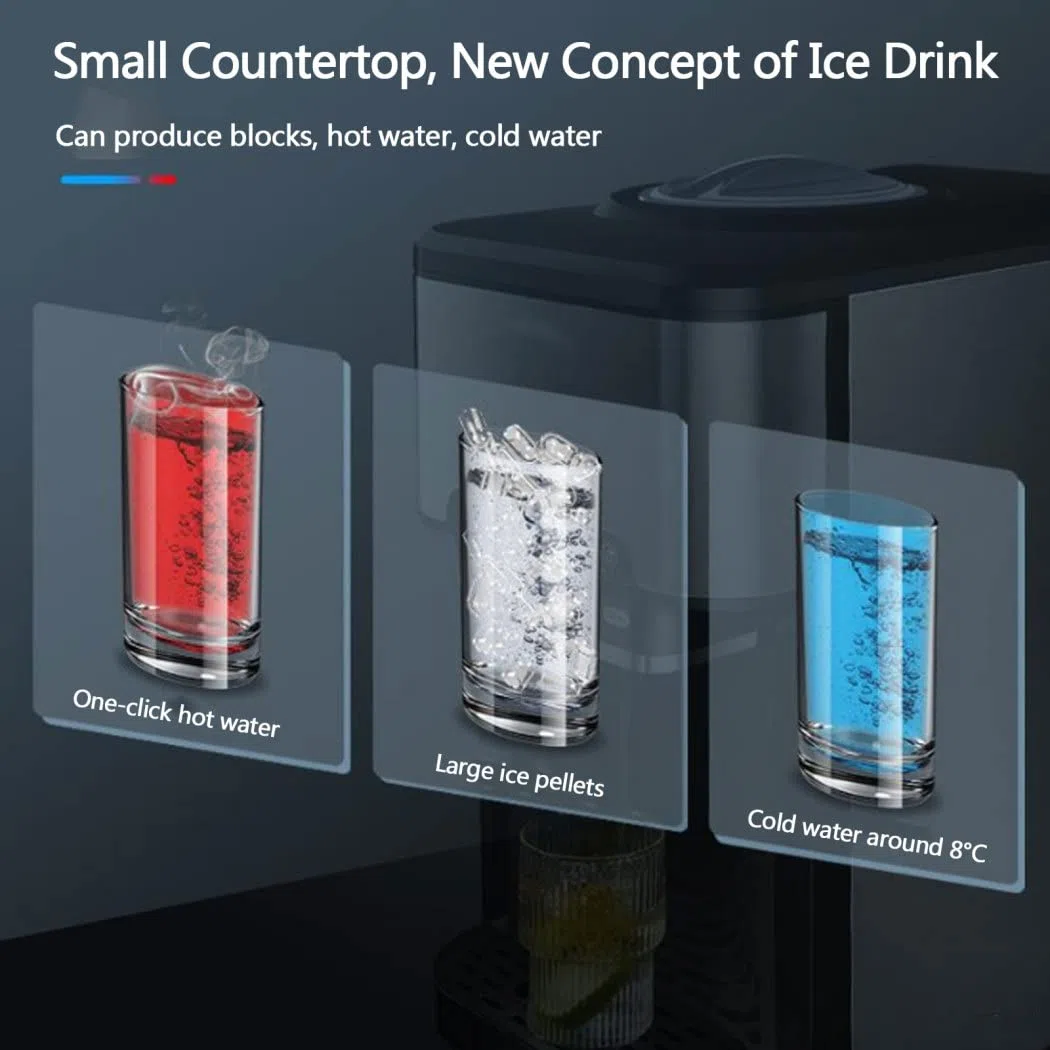 Machine à Glaçons Acier Inoxydable, Ice Maker, 25kg par Jour, Réservoir de 1.8l, 7-11 Glaçons par 12 Min, Automatique électrique Compact Portable Machine à Glace, avec Cuillère à Glace