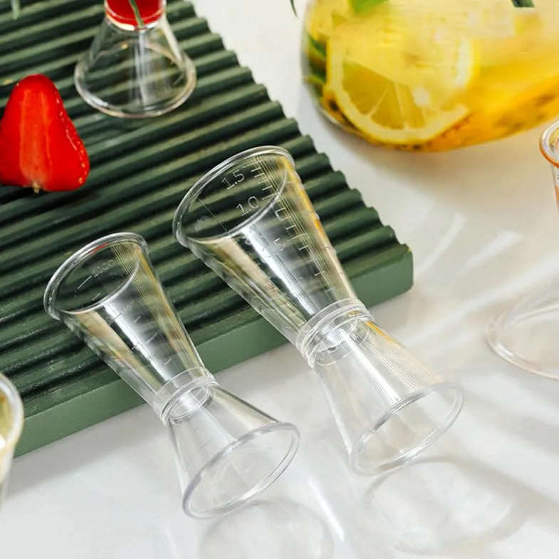 ULTECHNOVO Lot de 6 tasses à mesurer en plastique à double doseur à cocktail à long manche