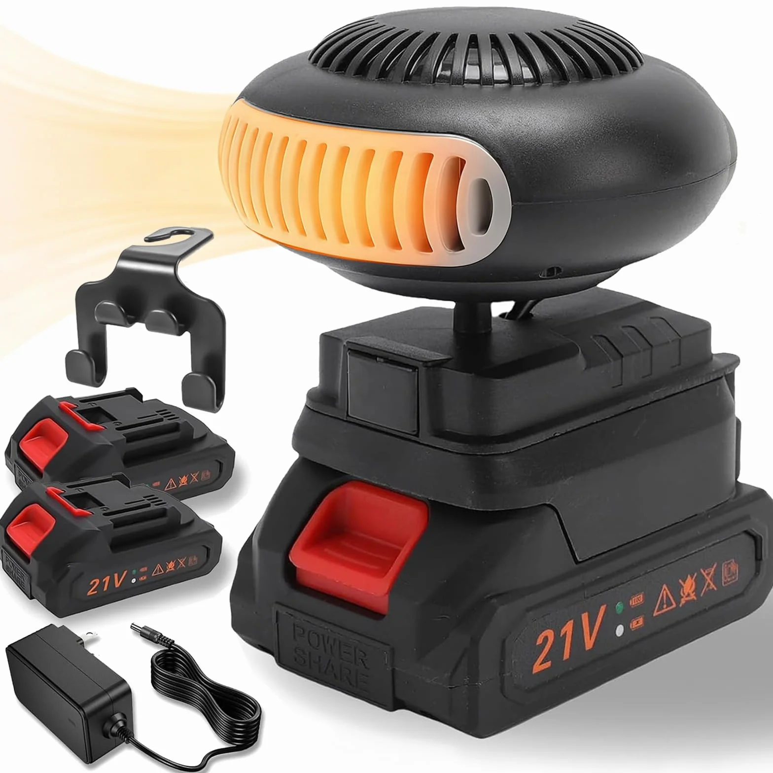 Battery Powered Car Heater, 2026 Portable Wireless Heater for Office, Indoor (15 Cells, 2 Batteries)