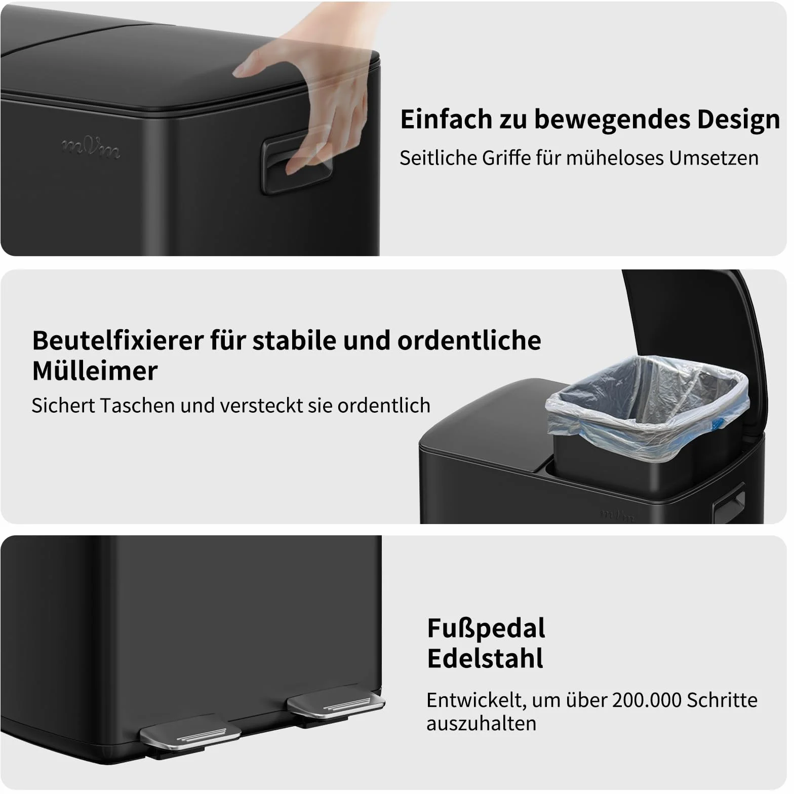 Poubelle à Double Compartiment 2x30L Acier Inoxydable Pédale Tri Sélectif 60L