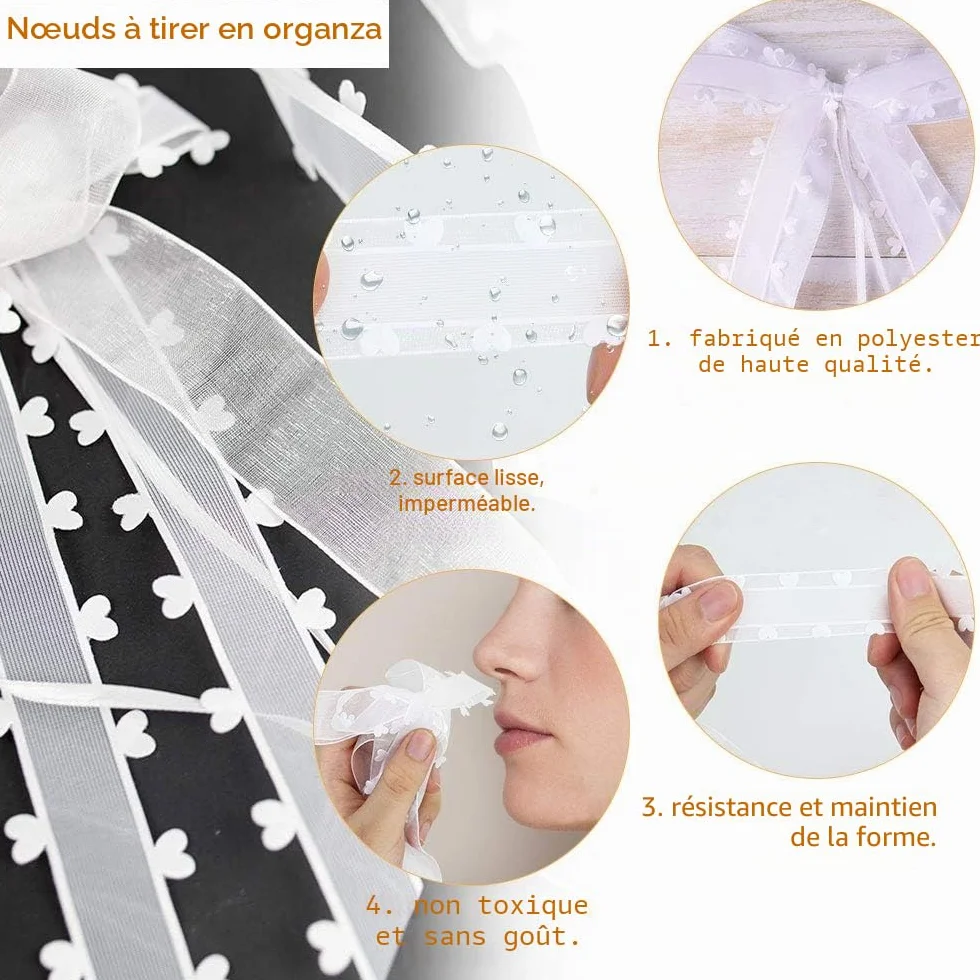 30 Pièces Noeud Voiture Mariage Blanc Décoration de Voiture Satin Ruban Mariage Cadeau