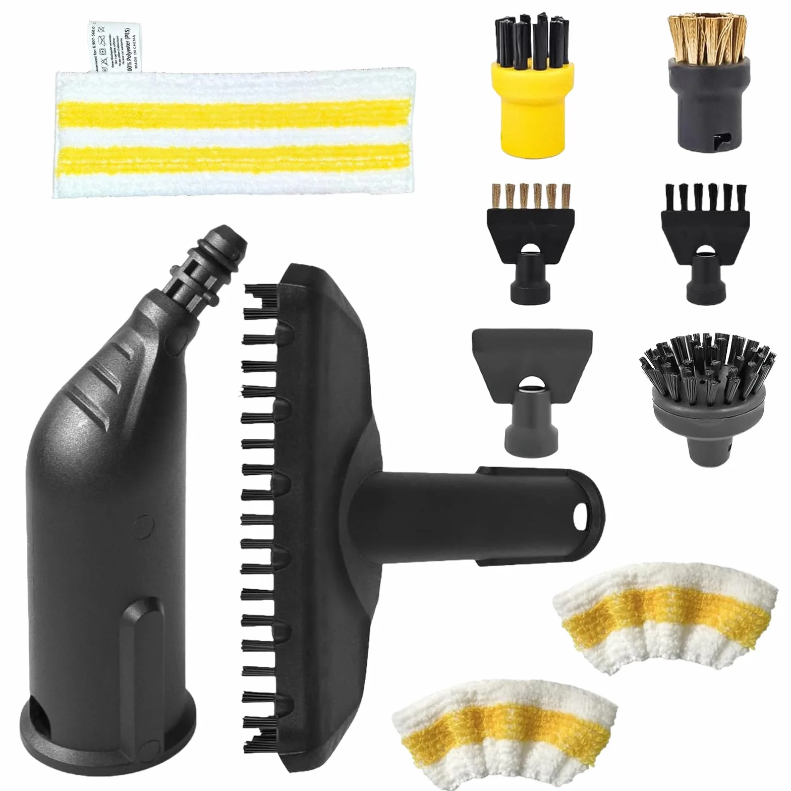 Lot de 11 Accessoires Nettoyeur Vapeur Kärcher SC1 SC2 SC3 SC4 SC5 avec Brosse Ronde, Plate, Buse Incurvée