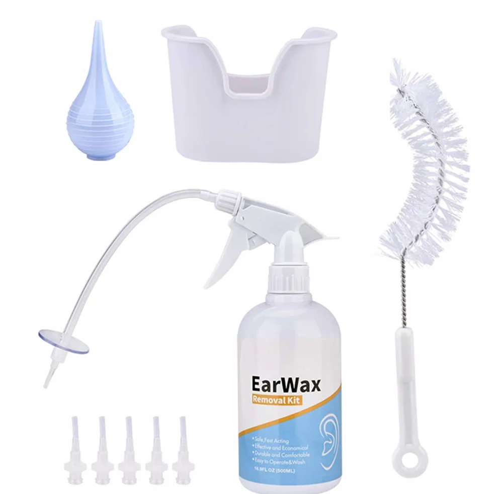 Kit de Nettoyage de Cire à Oreille avec Laveuse, Flacon en Caoutchouc et Seringue