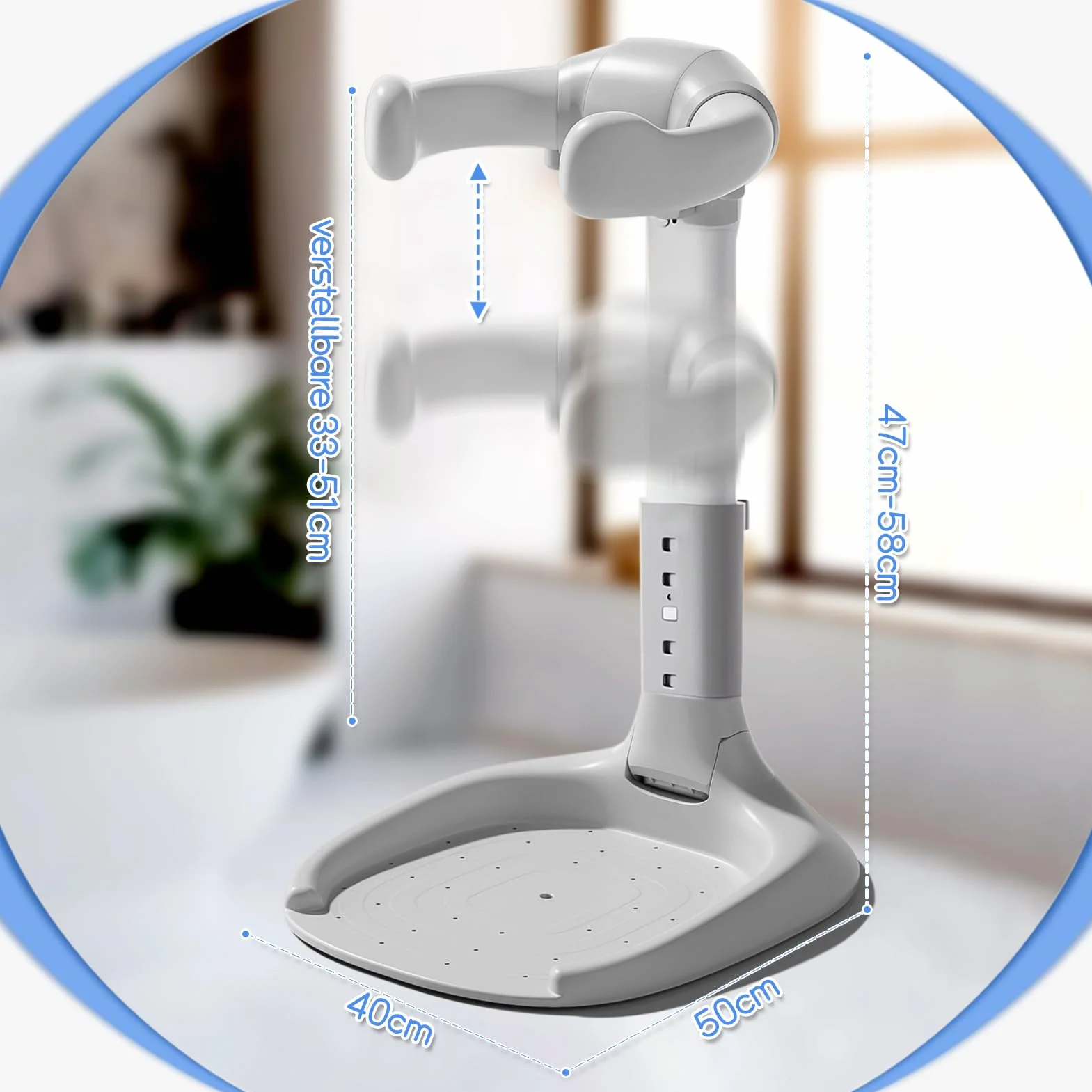 Support de Douche Bébé Debout Anti Pincement Réglable Base Antidérapante Poignée de Sécurité 6-36 Mois