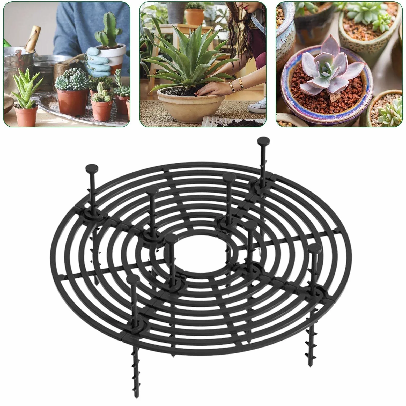 Grilles de Protection pour Pot de Fleurs Anti-Chat Anti-Chiens Sécurité Bébé Diamètre 52 cm Noir