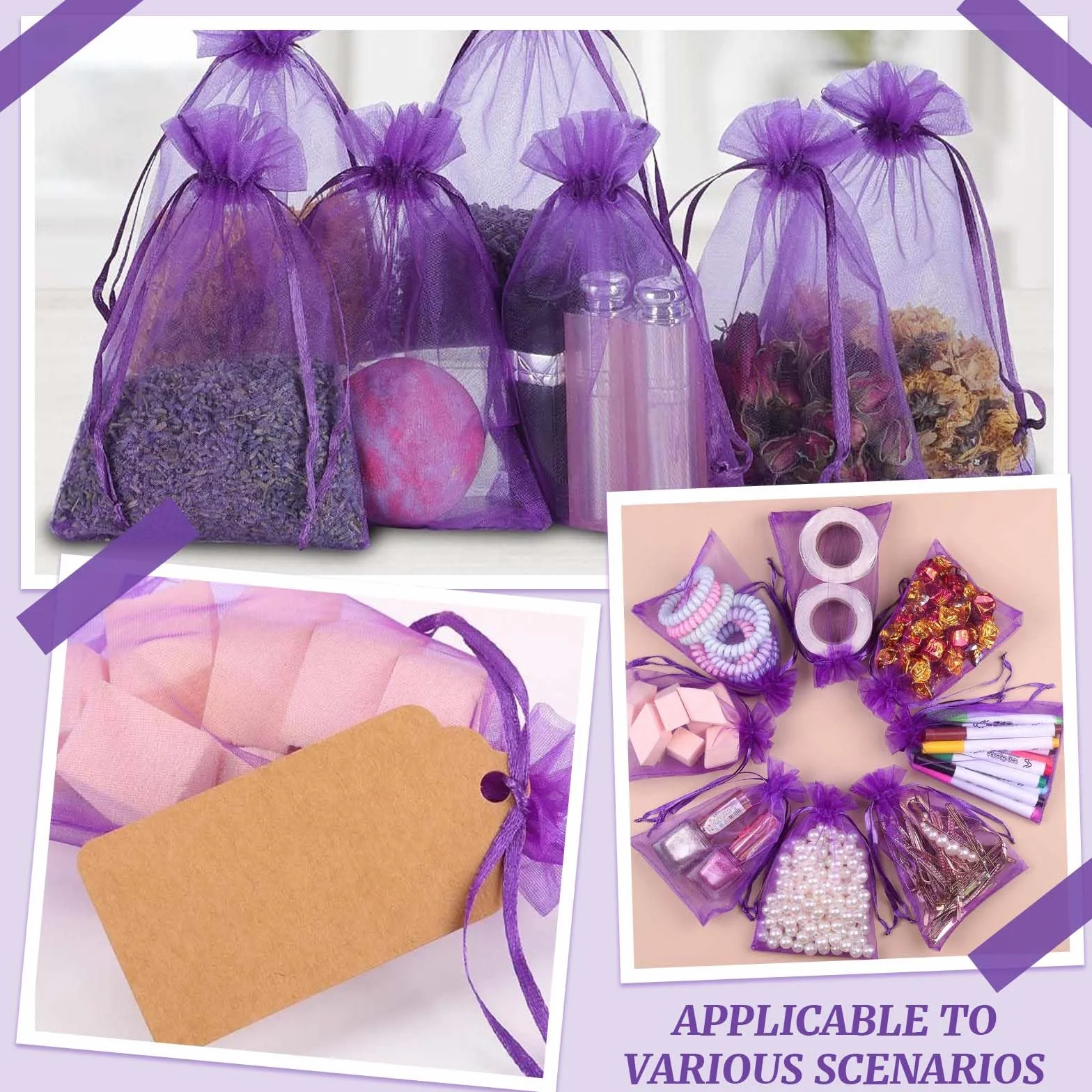 Sachet Organza Vide 40 Pièces 7x9cm avec Cordon de Serrage pour Lavande Épices Armoire Voiture
