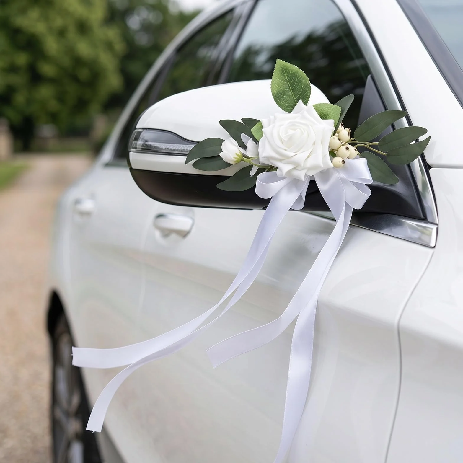 Noeuds de Voiture en Soie, Décoration Mariage, Simulation de Rose, avec Attaches à Ventouse