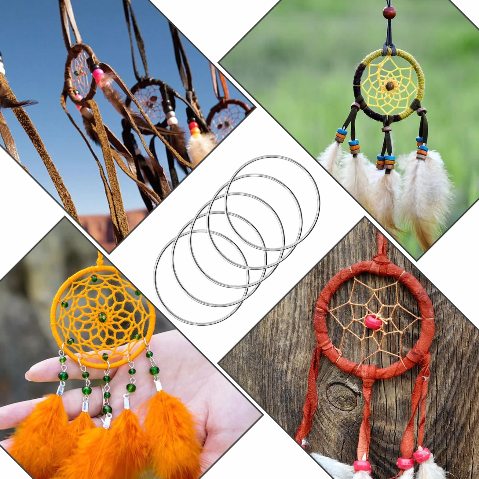 Anneaux en métal argenté 5 cm pour bricolage - Lot de 20 - Attrape-rêves, Macramé, Couronne de mariage