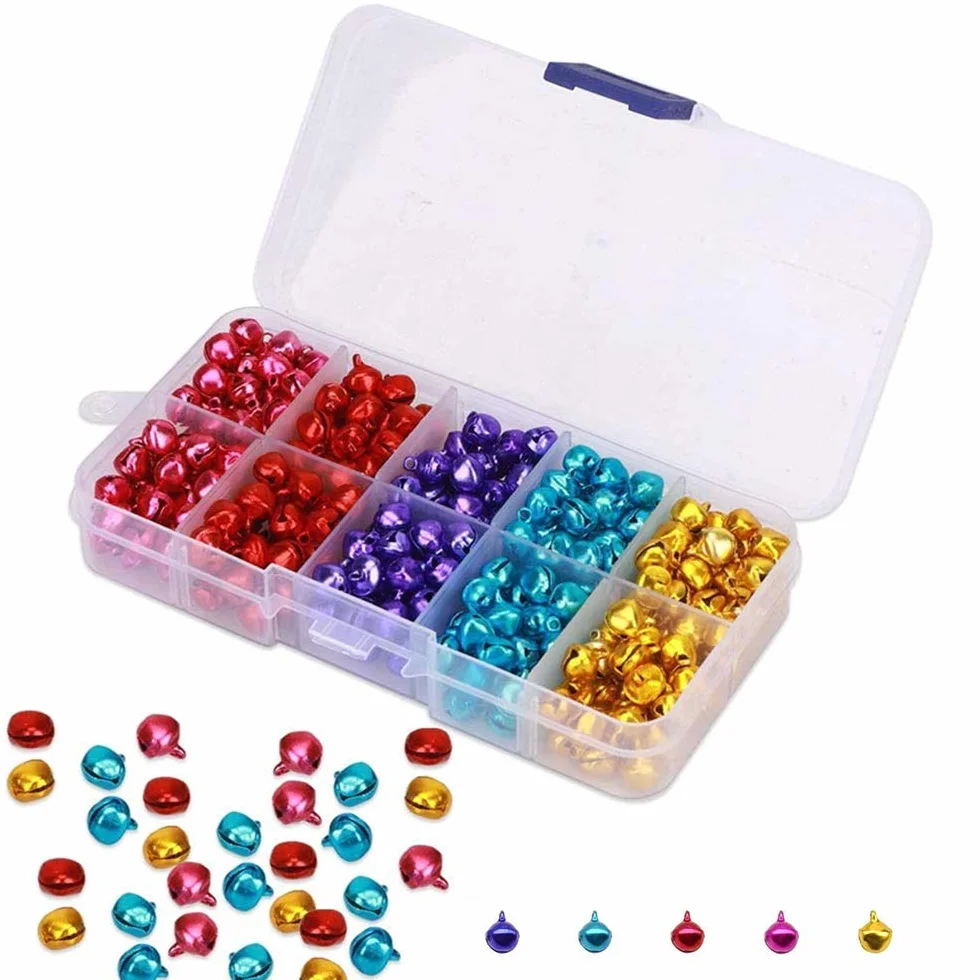 Lot de 300 Petites Clochettes Colorées en Métal pour Loisirs Créatifs 8mm avec Boîte de Rangement 5 Couleurs
