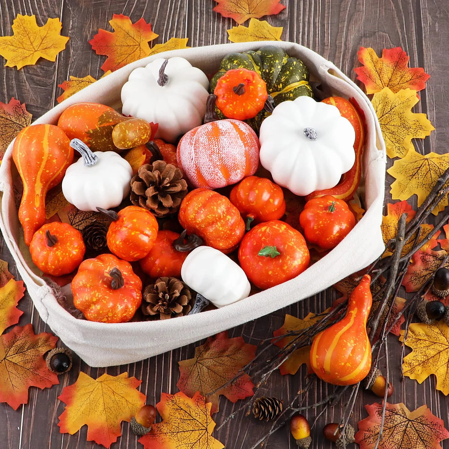 Benjia 102pcs Fausses Citrouilles Artificielles Automne Décoration Halloween