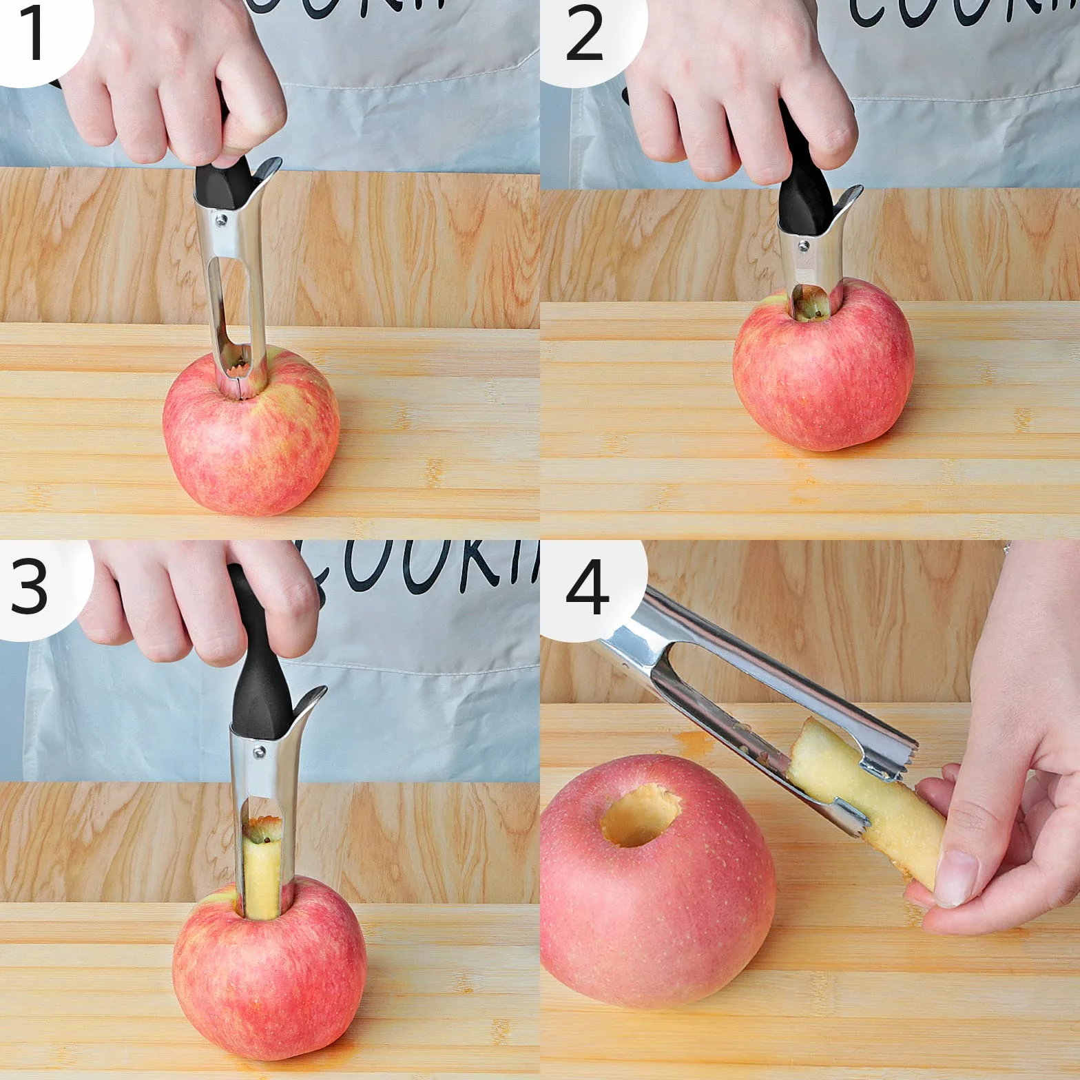 Trancheuse et vide-pommes en acier inoxydable, coupe-pommes noir
