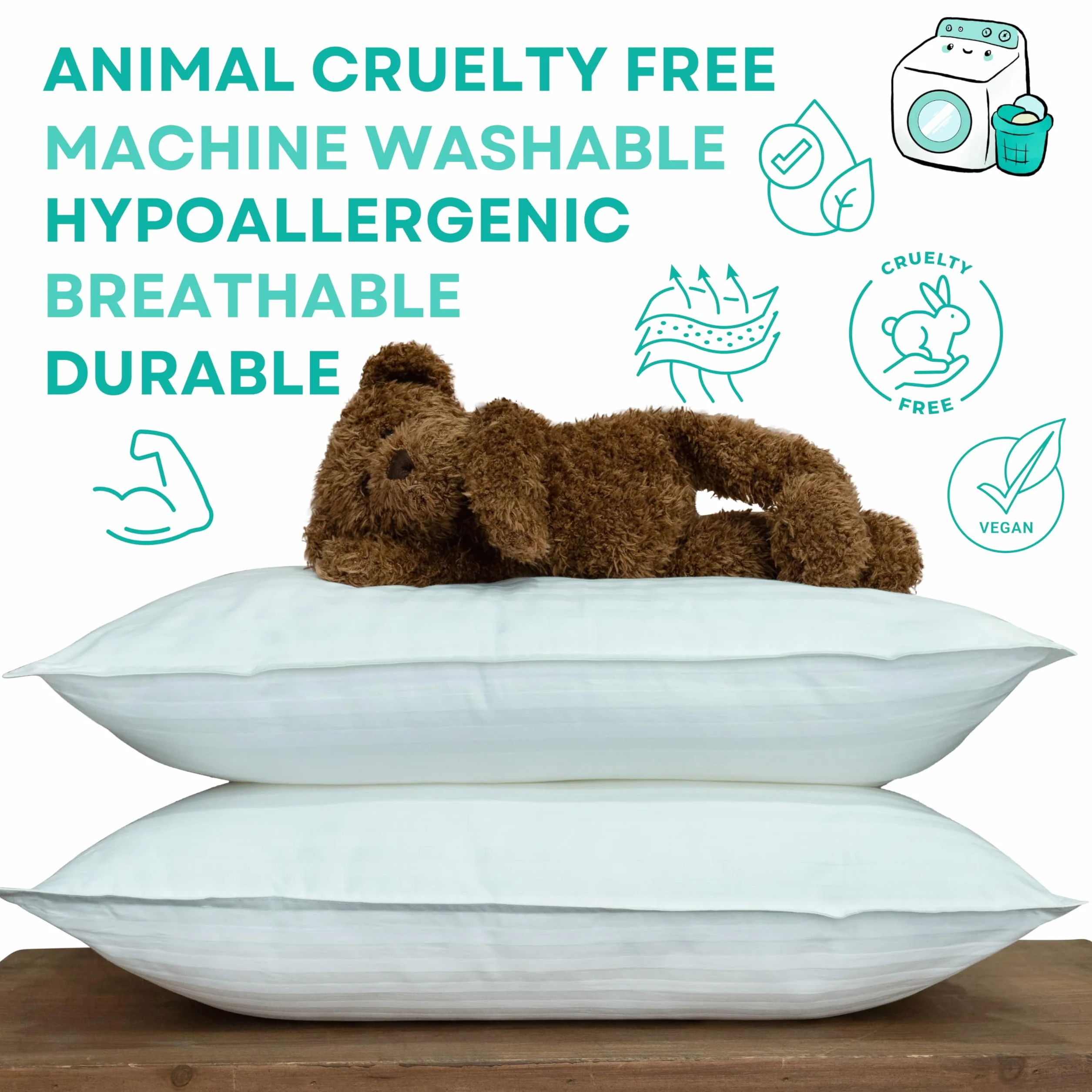 Oreiller Enfant Coton 300T Garnissage Doux Taie Hypoallergénique Lavable Bébé Sieste Maternelle