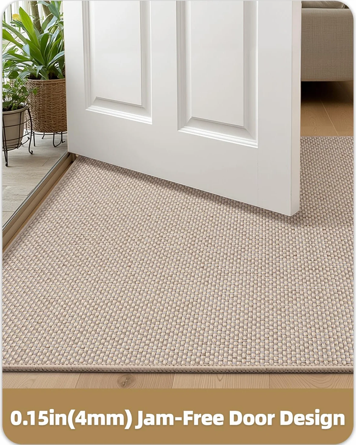 COLOR&GEOMETRY Tapis de Porte Antidérapant 44x75cm Absorbant l'eau Lavable Beige