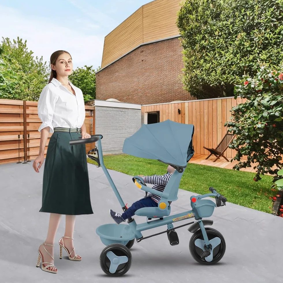 Poussette Canne 3 Roues 5 en 1 Tricycle Évolutif jusqu'à 25 kg Pliage Compact