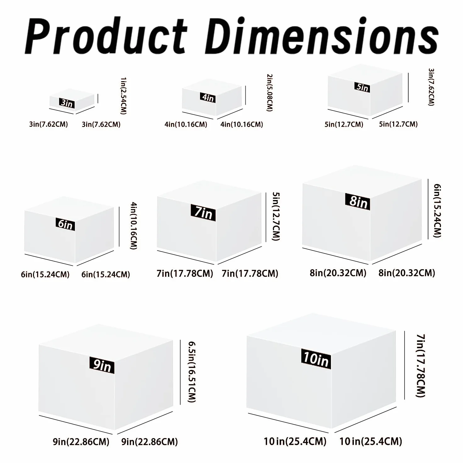 8 Pièces Presentoir Buffet,Cubes Blancs en Acrylique avec Fonds Creux,pour Restauration,Dessert,Bijoux,Figurines