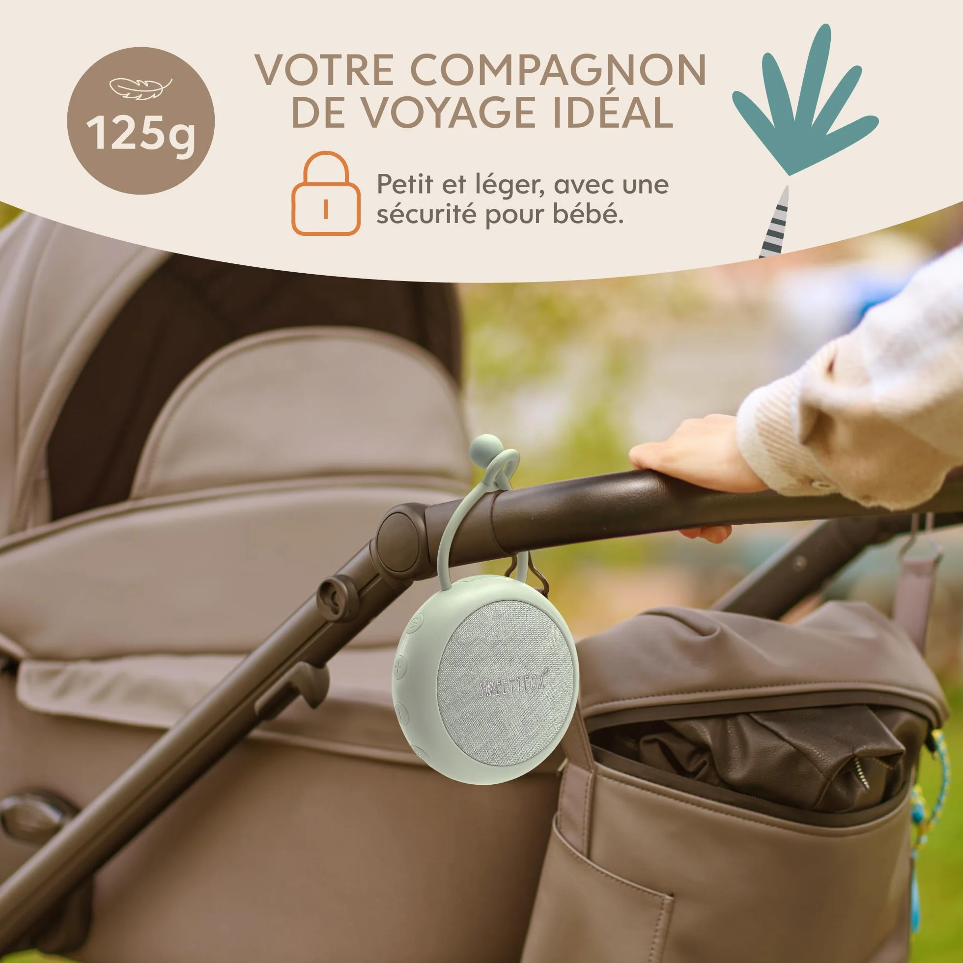 Sweety Fox Bruit Blanc Bebe Veilleuse 15 Sons USB Rechargeable Vert